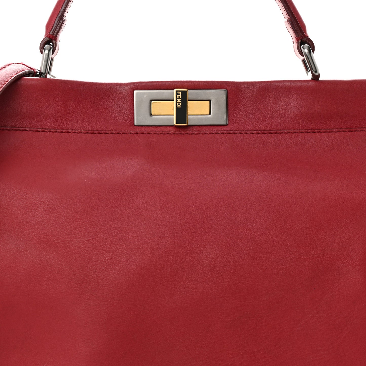 Vitello Suede Large Peekaboo Iconic Satchel Rubino Peonia