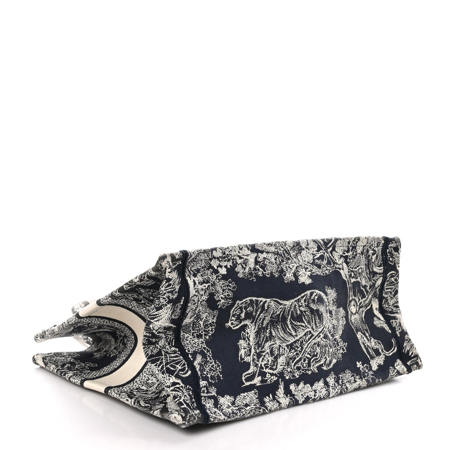 Canvas Embroidered Medium Toile De Jouy Reverse Book Tote Blue