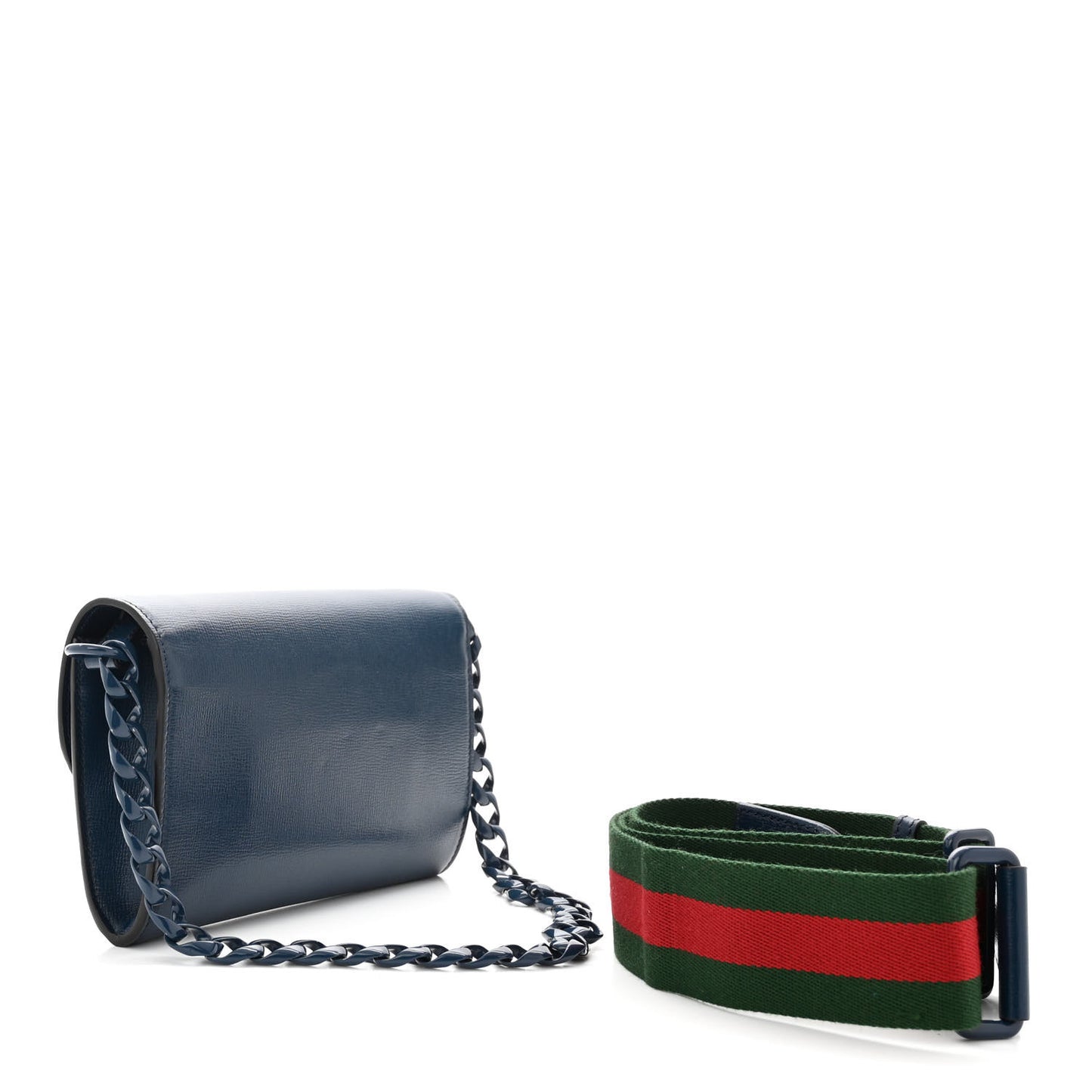 Azalea Calfskin Web Monochrome Mini Horsebit 1955 Chain Shoulder Bag Blue