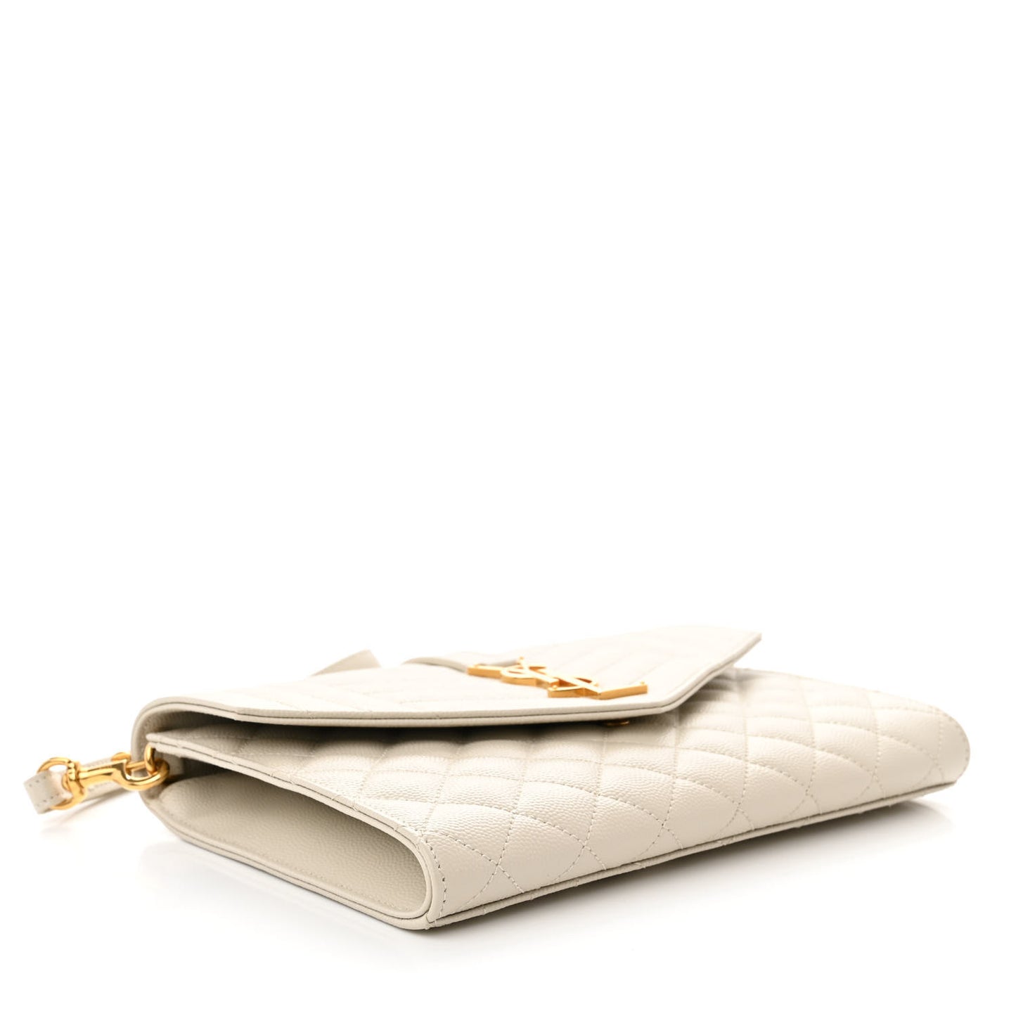Grain De Poudre Textured Mixed Matelasse Triquilt Monogram Clutch Blanc Vintage
