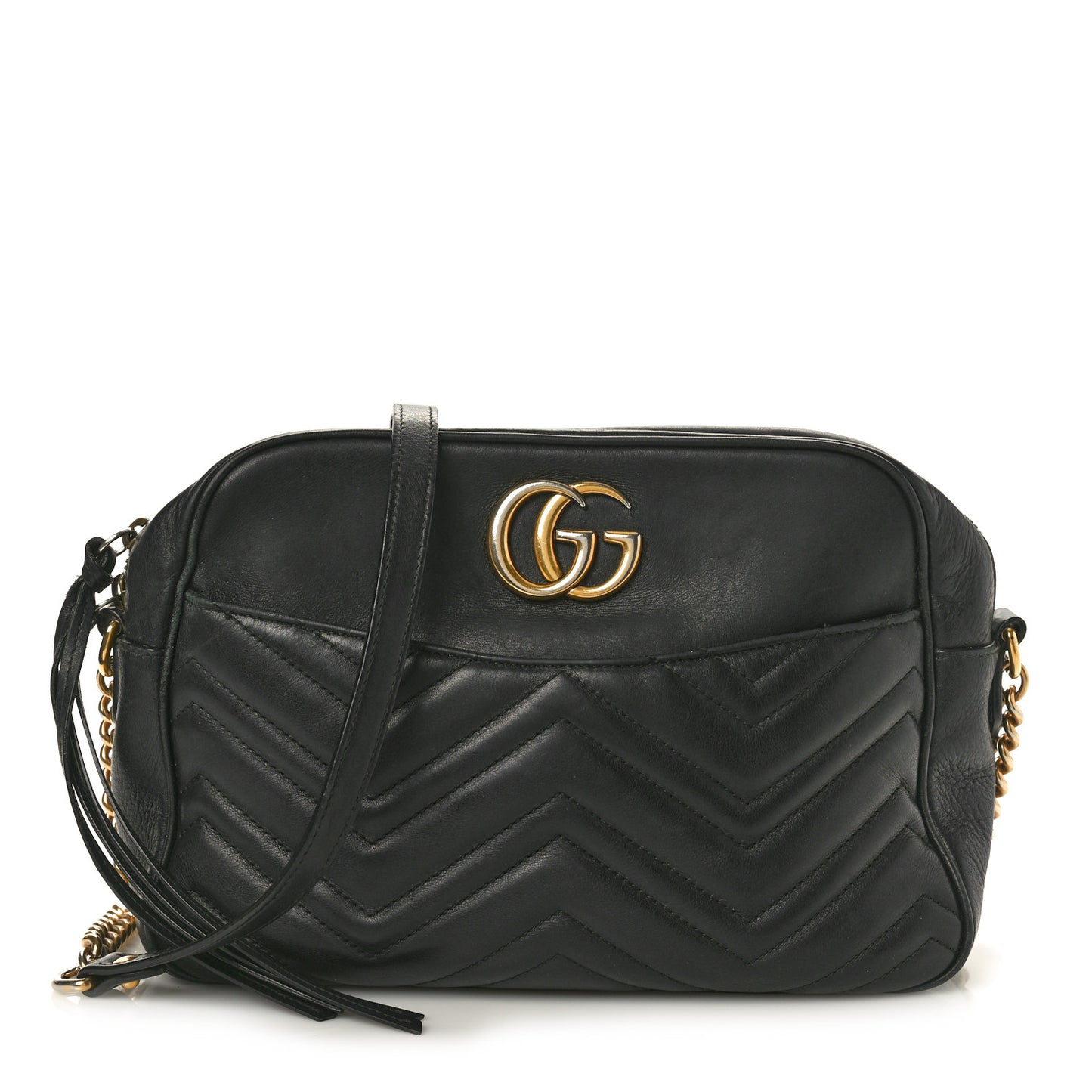 Calfskin Matelasse Medium GG Marmont Chain Shoulder Bag Black