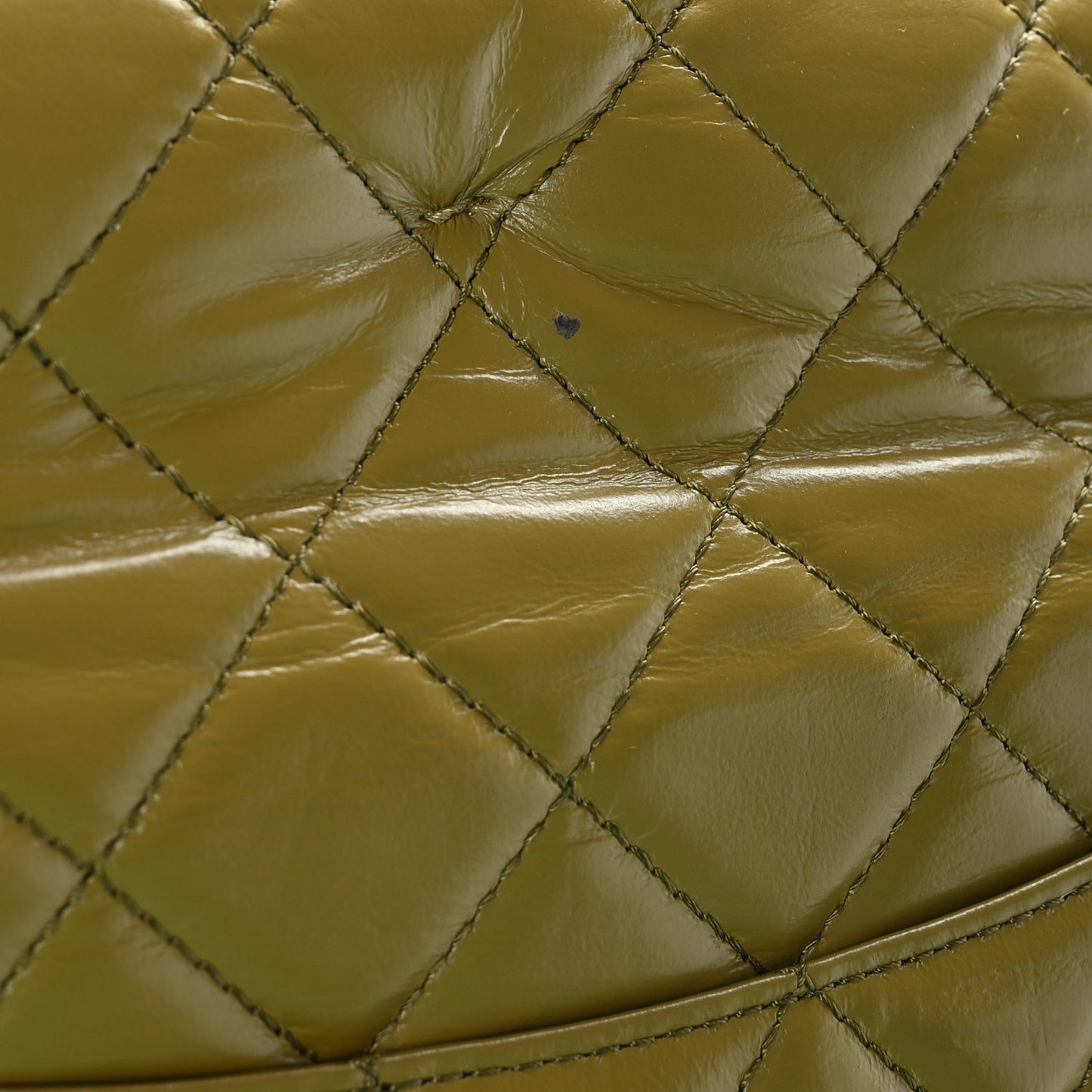 Crumpled Calfskin Quilted Clutch Green