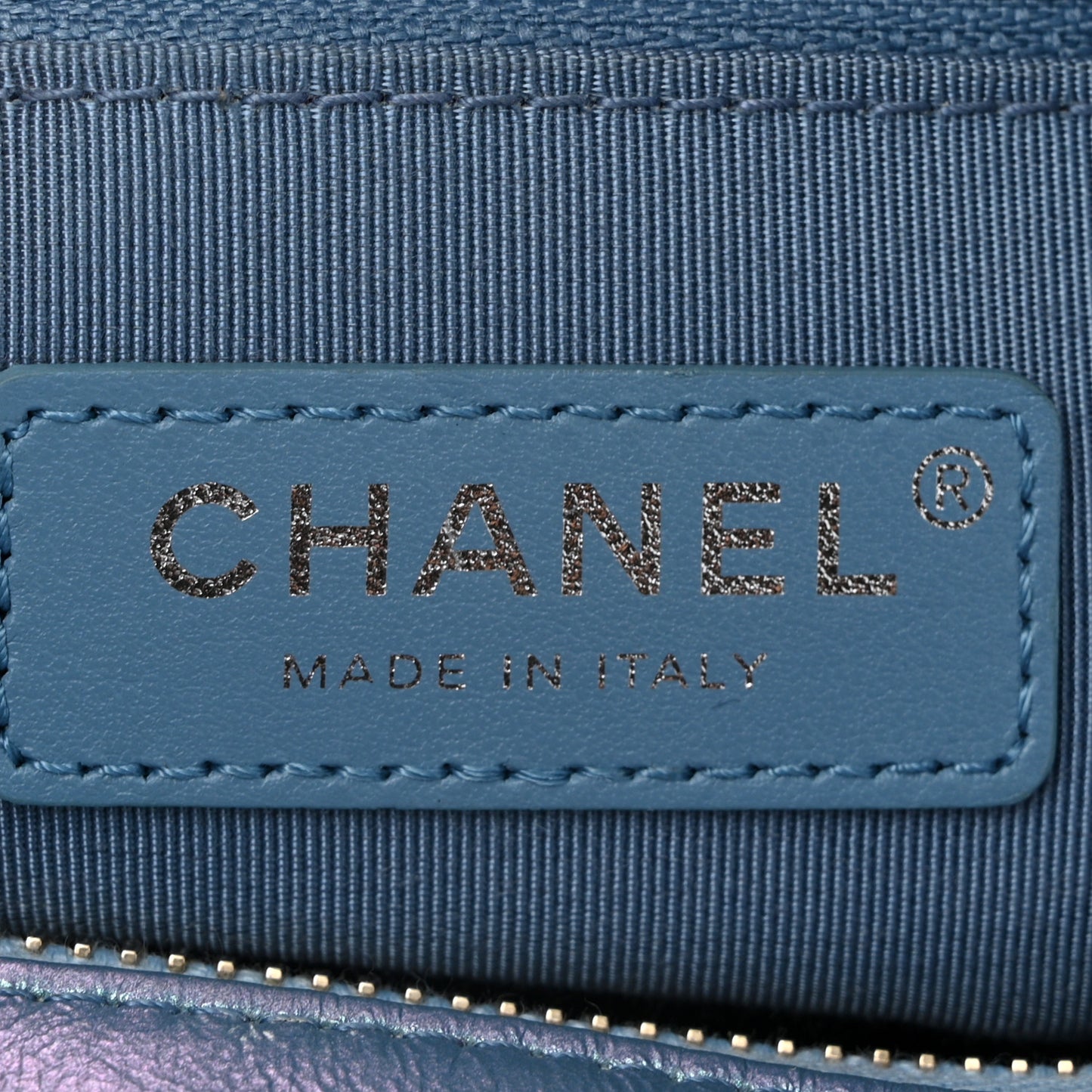 Iridescent Aged Calfskin Quilted Small Gabrielle Hobo Blue