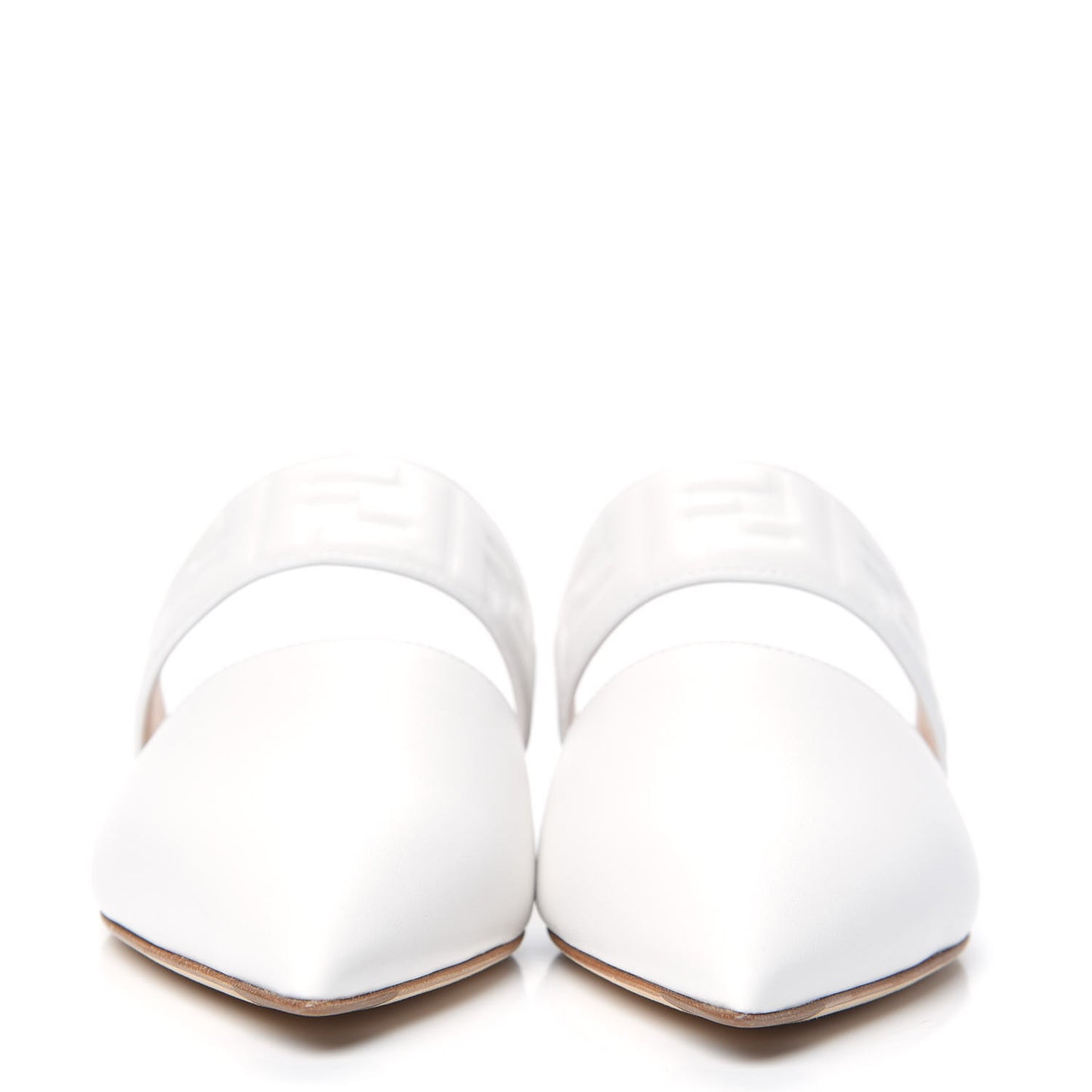 Vitello FF Embossed Buckle Flat Mules 37 Snow