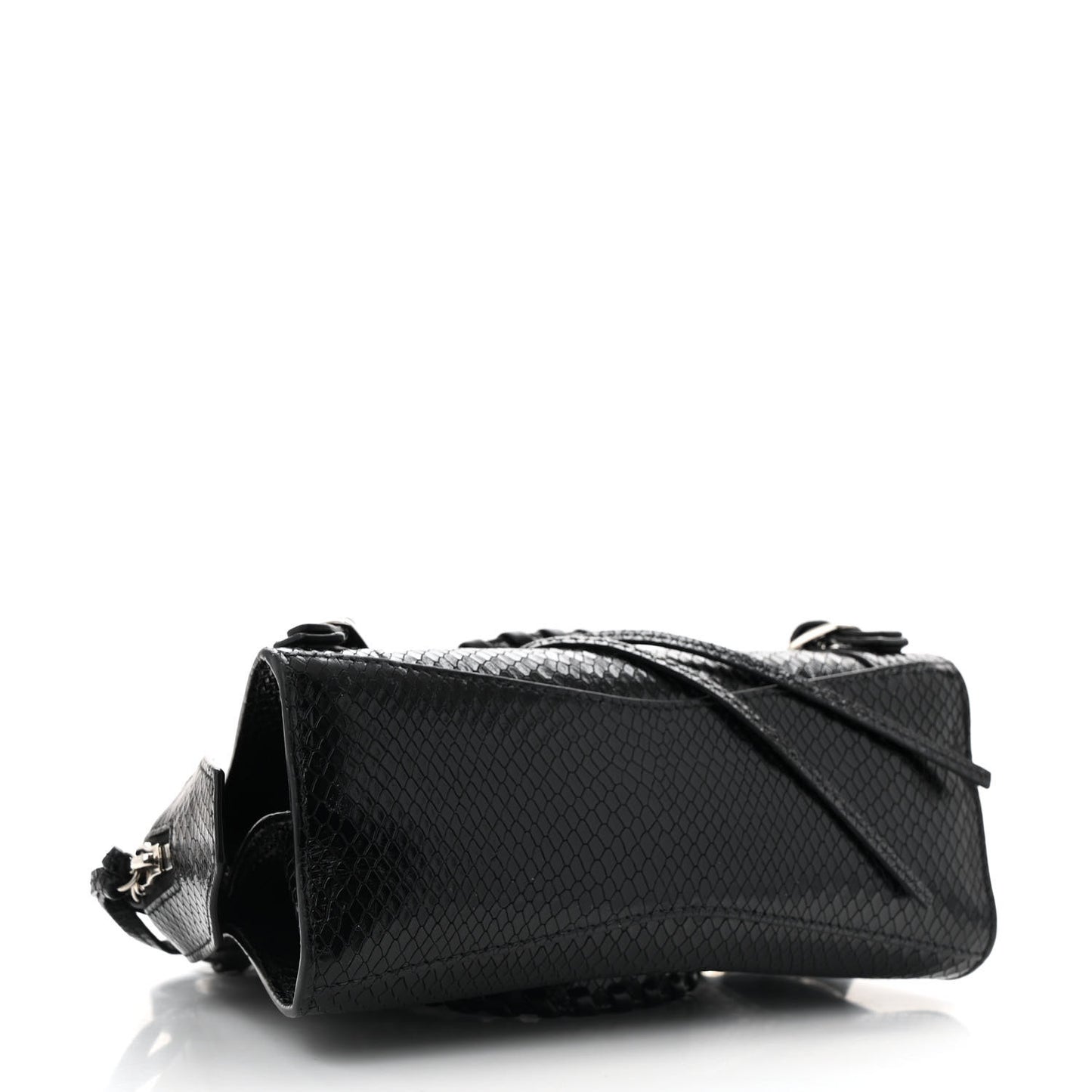 Grained Calfskin Snake Effect Silver Hardware Neo Classic Mini City Black