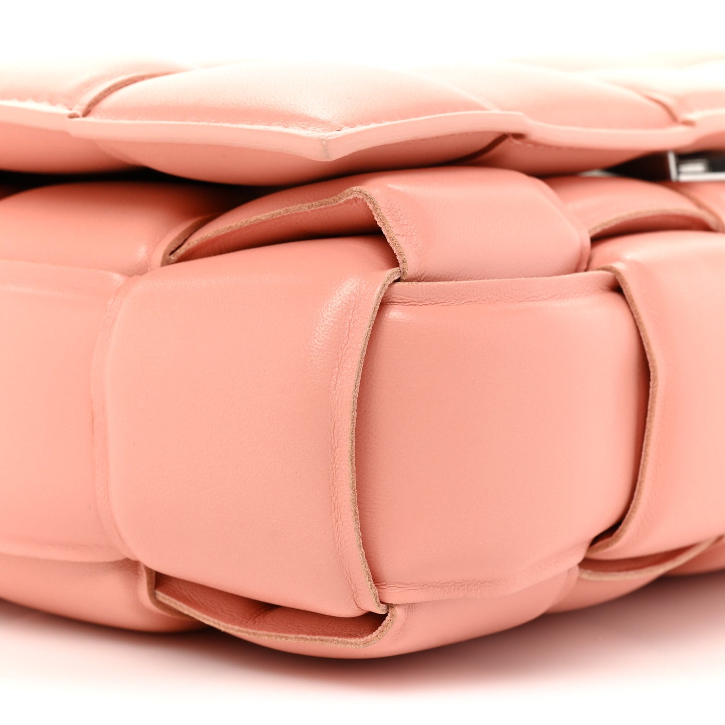 Nappa Maxi Intreccio Padded Cassette Crossbody Bag Peachy