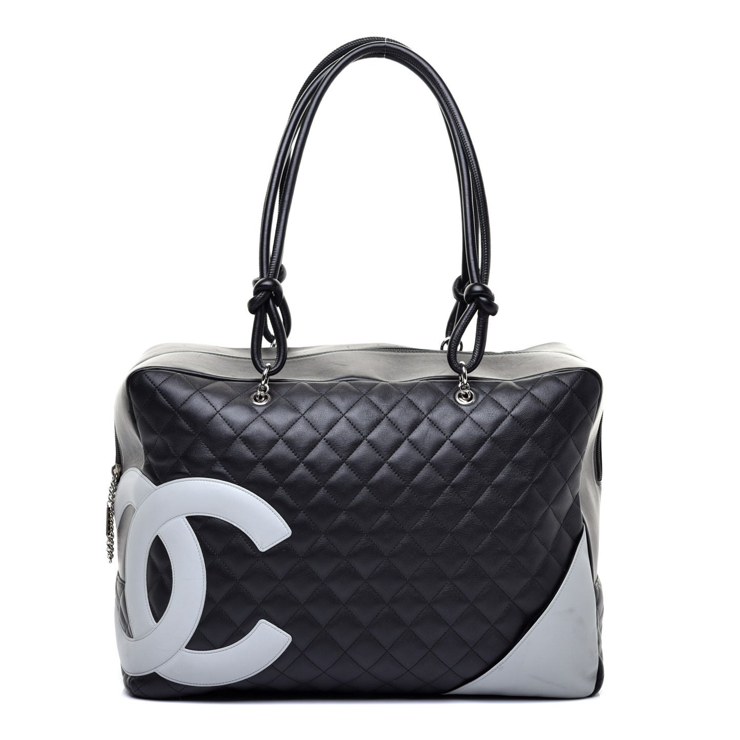 Calfskin Quilted Large Cambon Bag Black