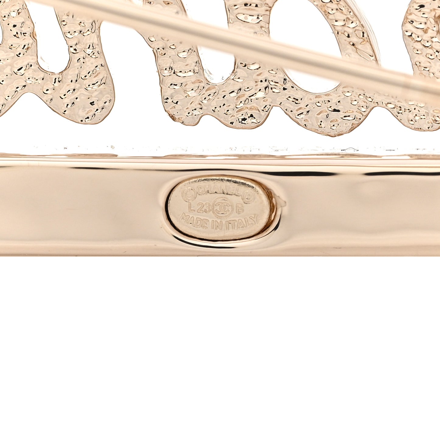 Crystal Pearl Logo Brooch Gold White