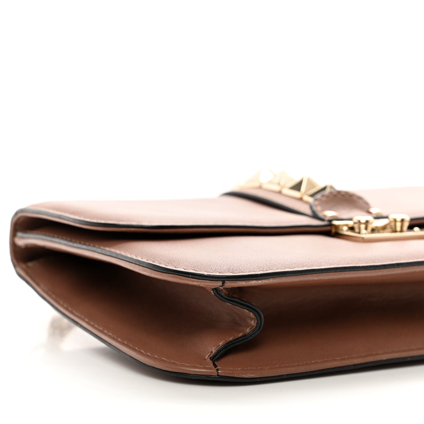 Vitello Medium Glam Lock Rockstud Flap Brownish