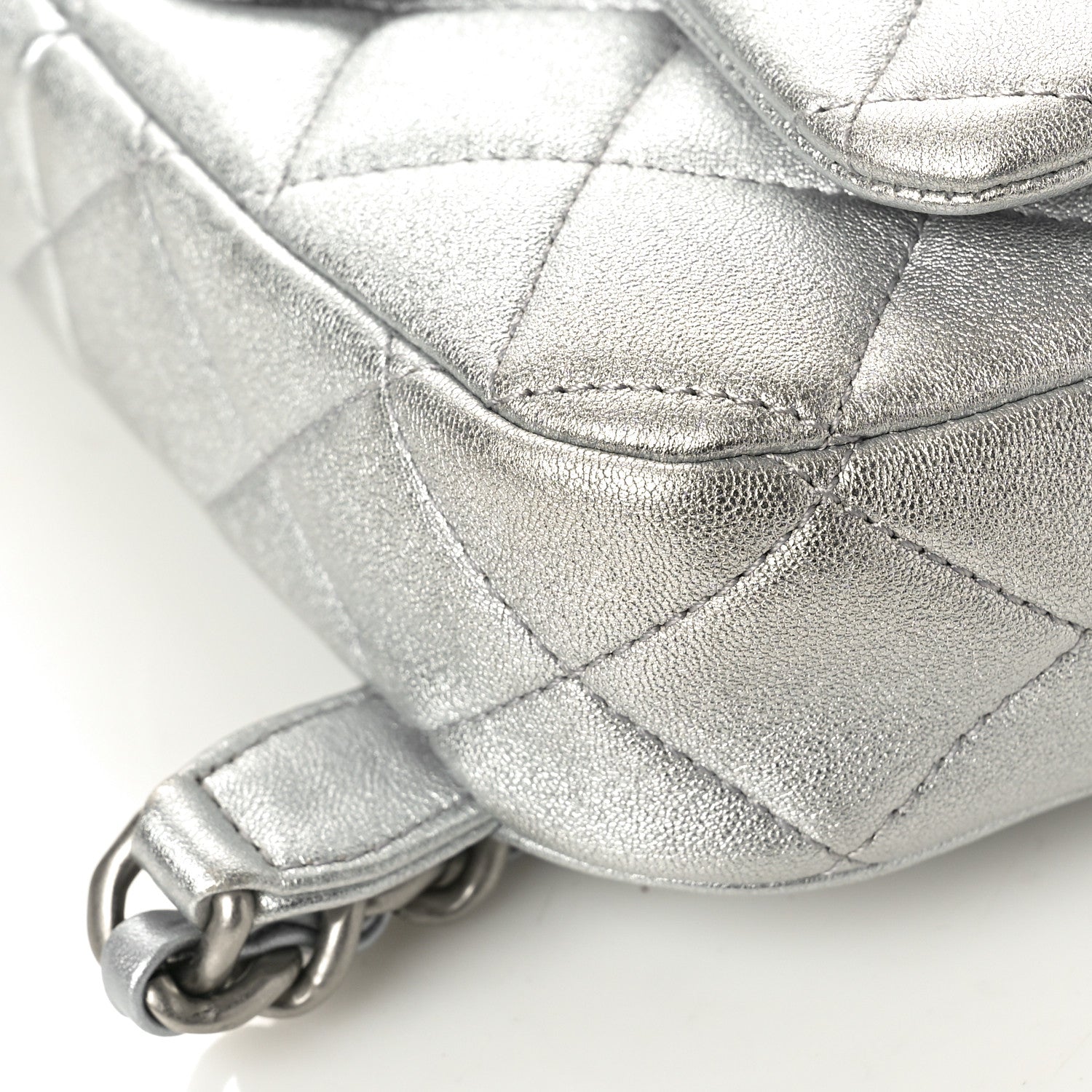 Chanel Metallic Lambskin Quilted Flap Backpack Silver 10 of 10
