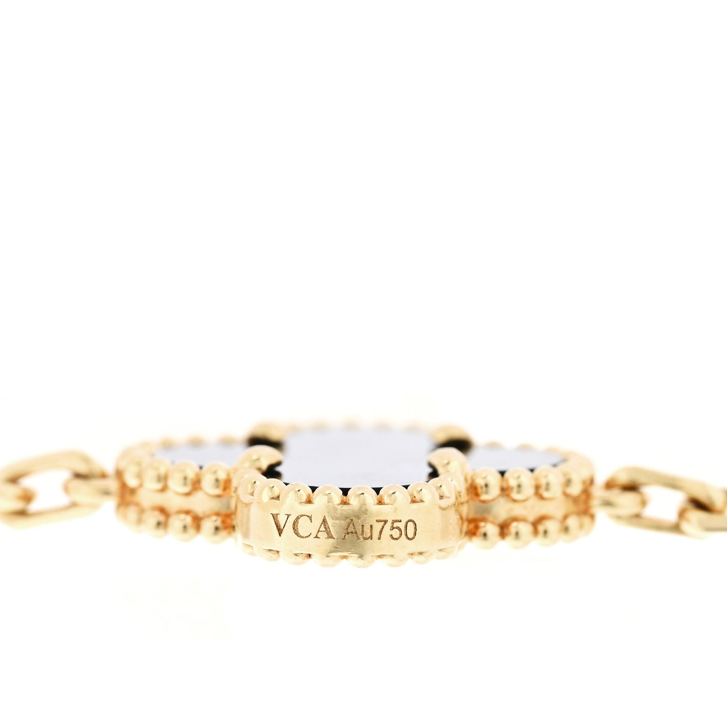 18K Yellow Gold Black Onyx 5 Motifs Vintage Alhambra Bracelet