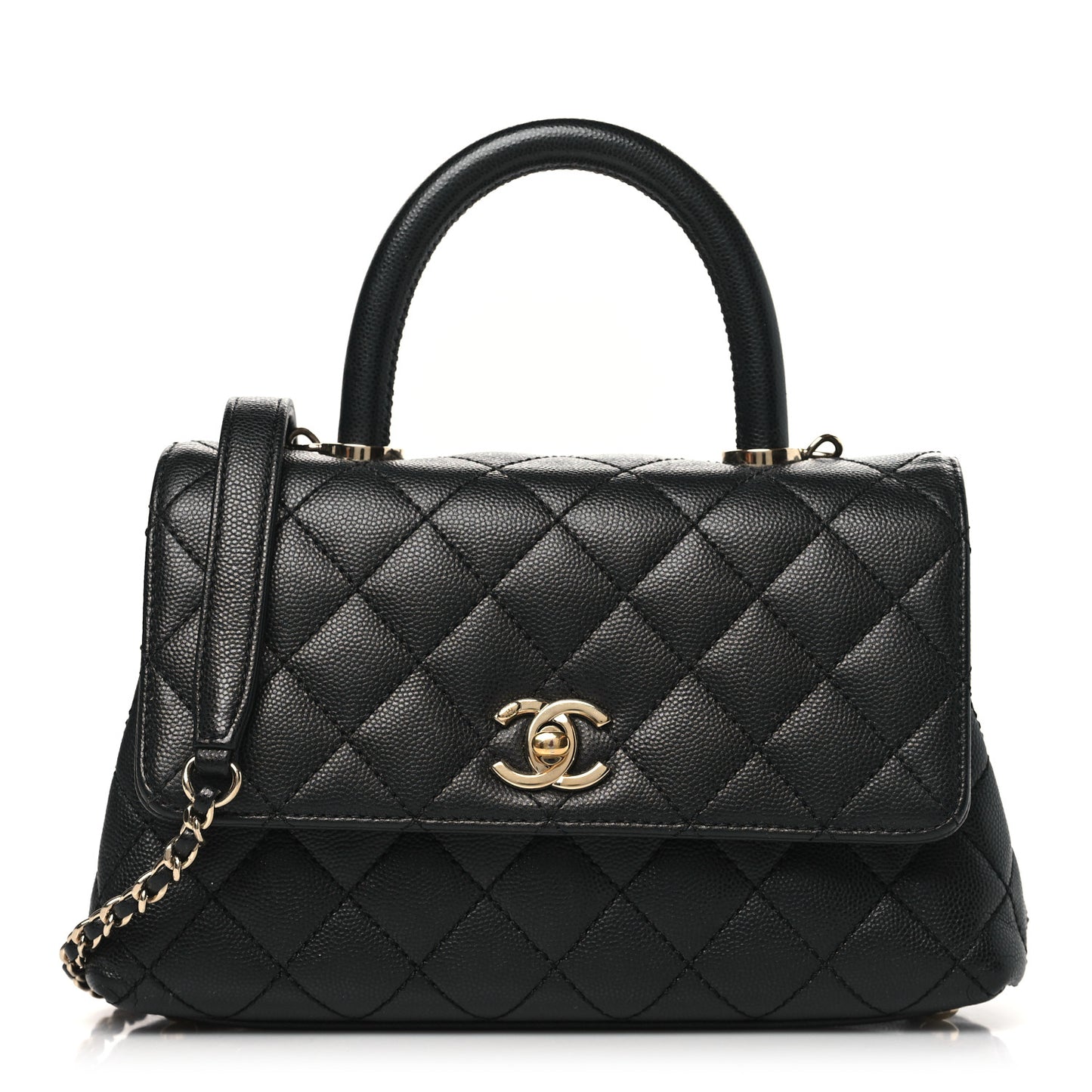 Caviar Quilted Mini Coco Handle Flap Black