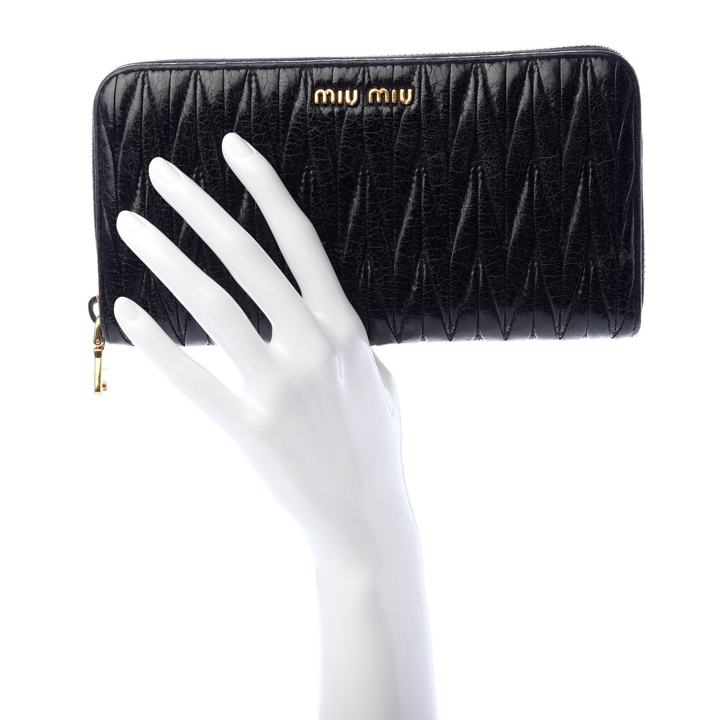 Matelasse Zip Around Wallet Black