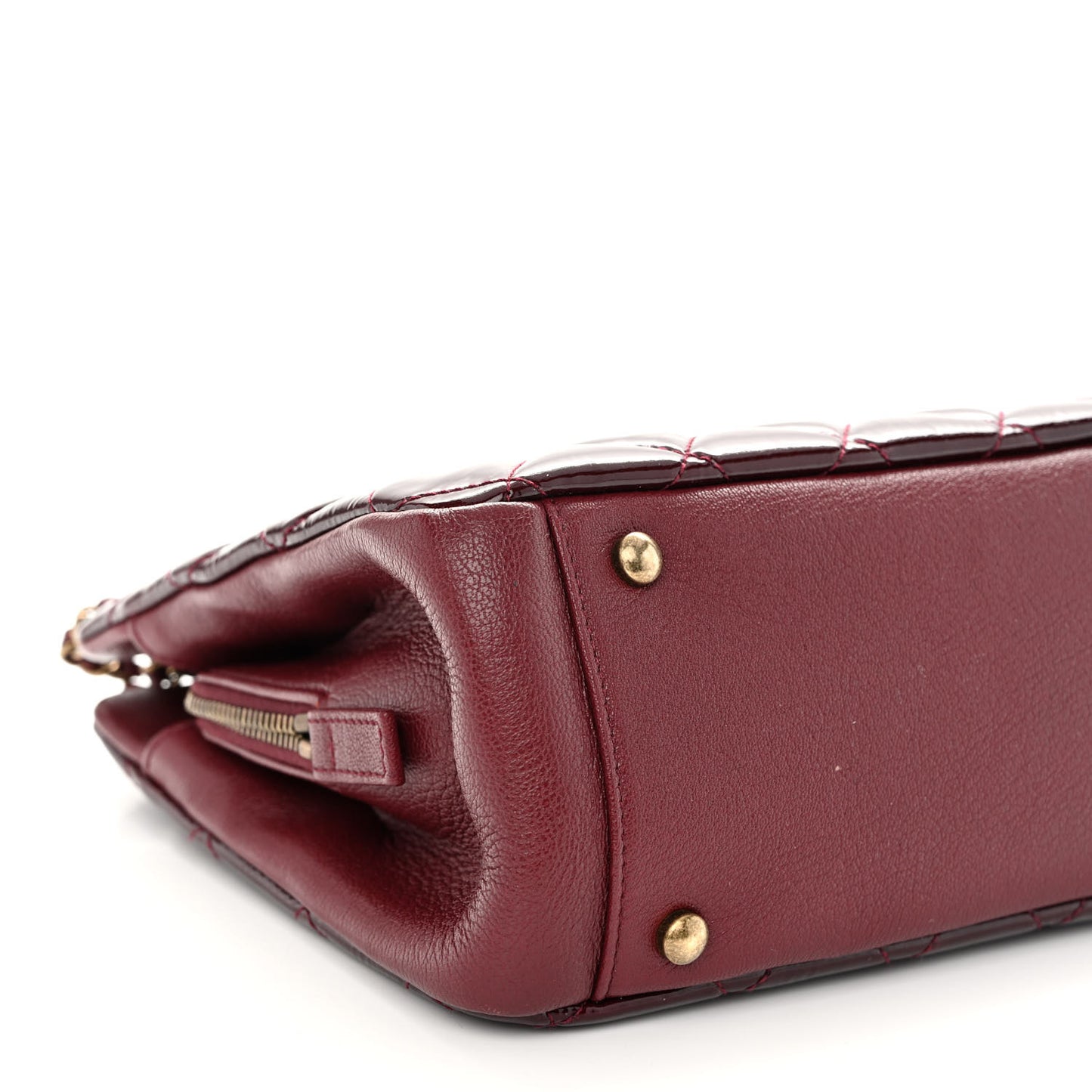 Patent Quilted CC Small Tote Red