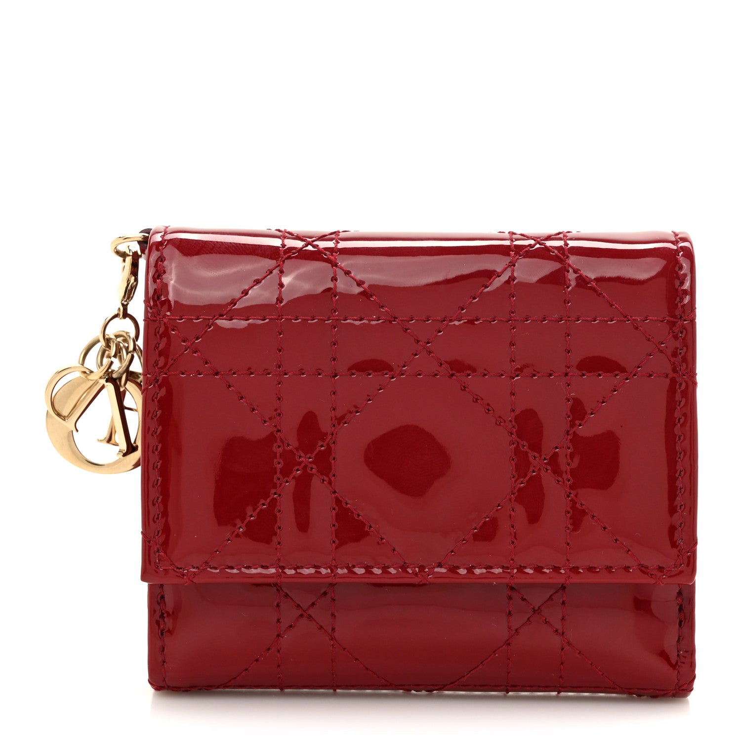 Christian Dior Patent Cannage Lady Dior Lotus Wallet Red Christian Dior Patent Cannage Lady Dior Lotus Wallet Red