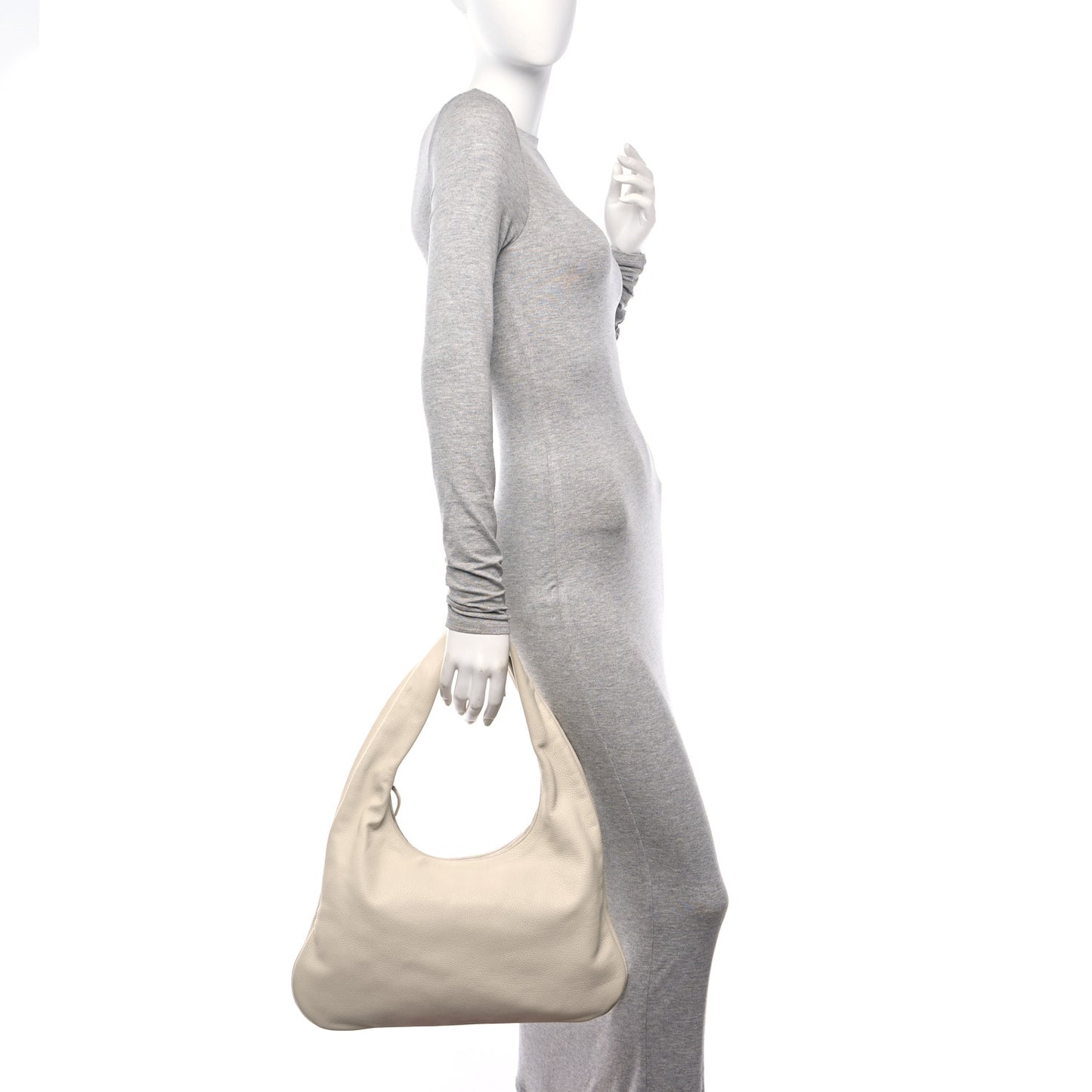 Grained Calfskin Medium Everyday Shoulder Bag Ivory