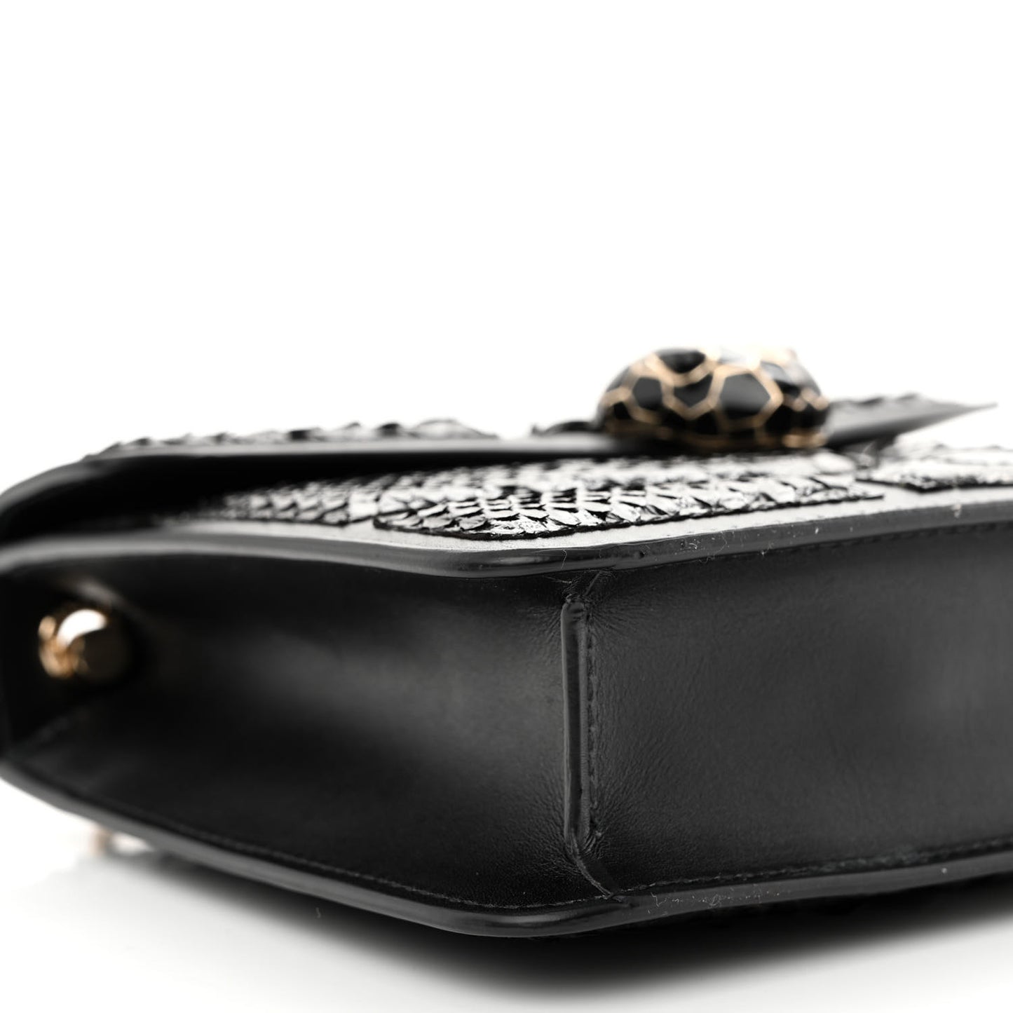 Calfskin Snakeskin Serpenti Forever Crossbody Bag Black