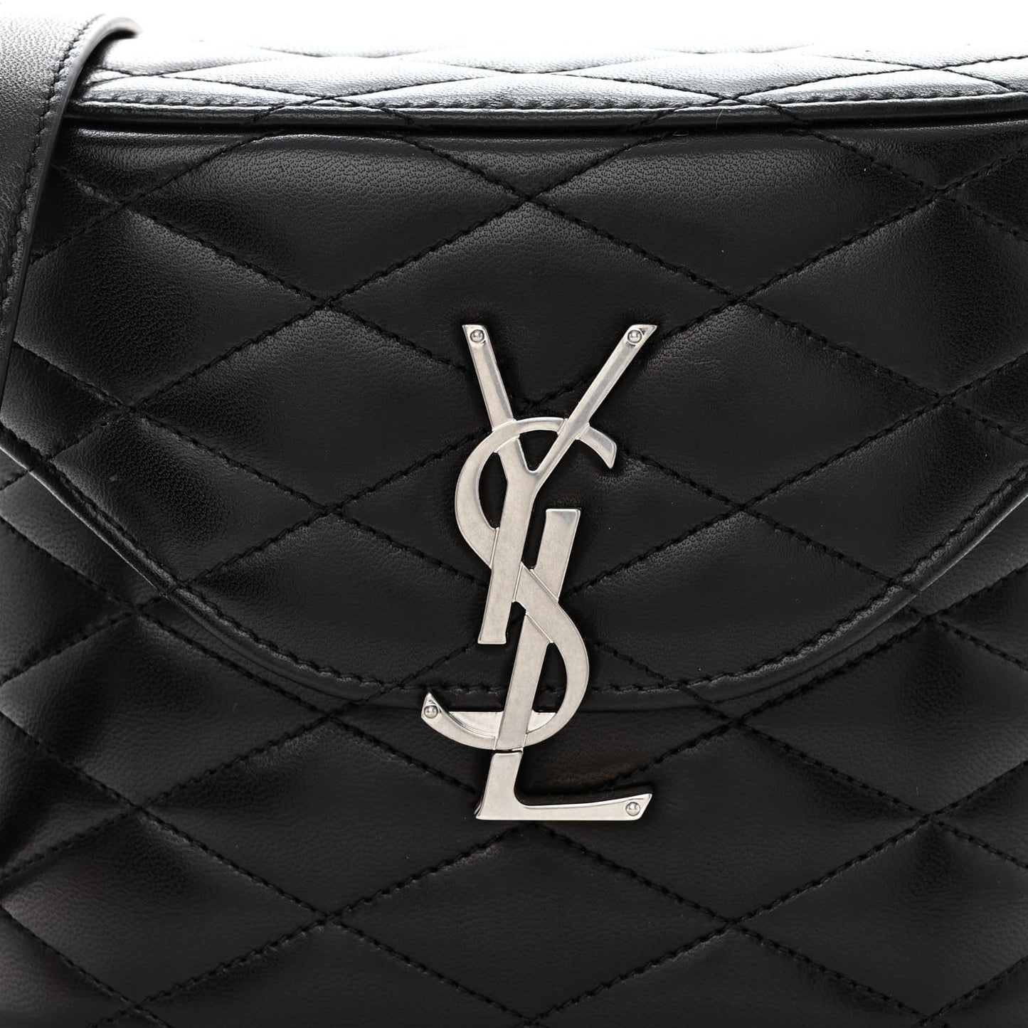 Lambskin Quilted Monogram June Box Bag Black