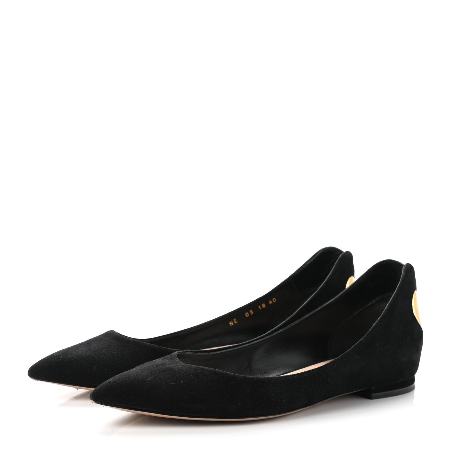 Suede Laminate Dioramour Ballet Flats 40 Black Gold