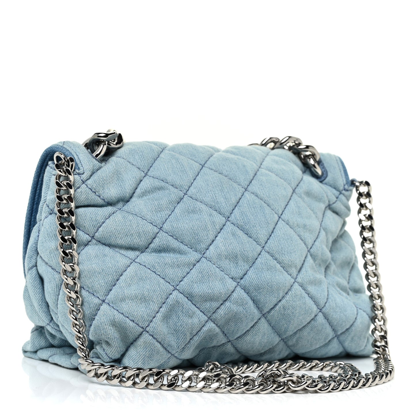 Eco Denim Quilted Small Beckett Shoulder Bag Blue