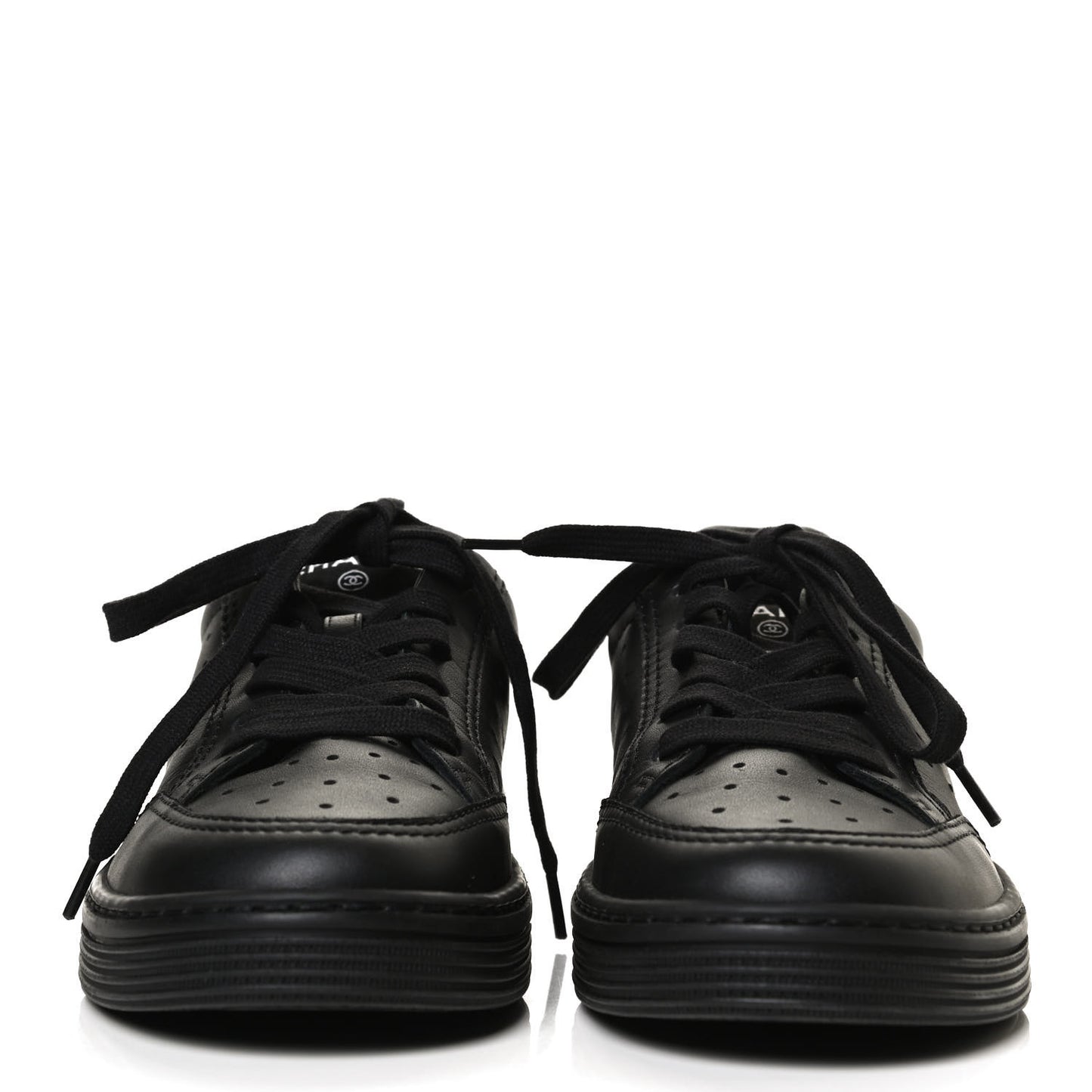 Calfskin Womens Logo Sneakers 35.5 Black