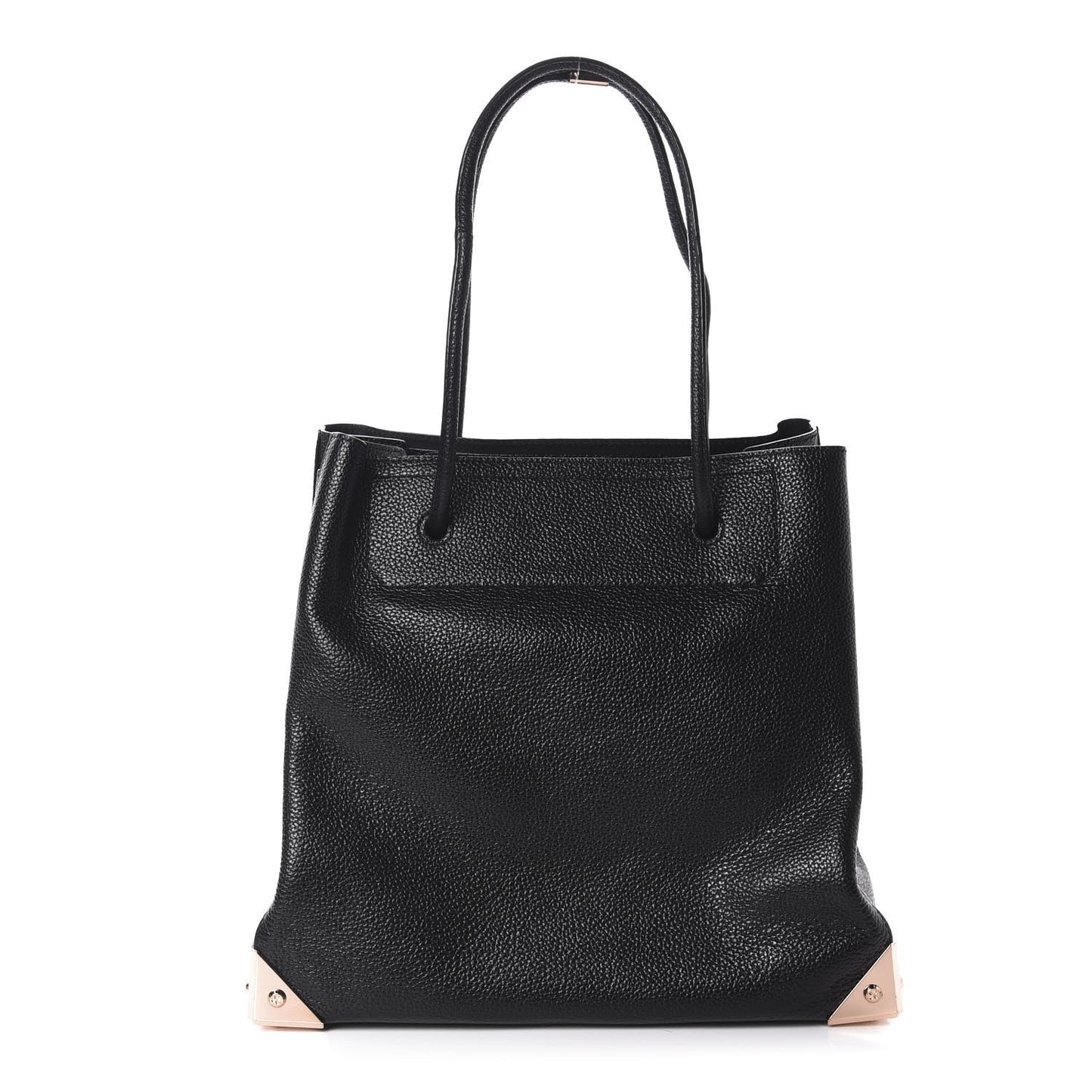 Pebbled Calfskin Large Prisma Skeletal Tote Black Rose Gold Hardware