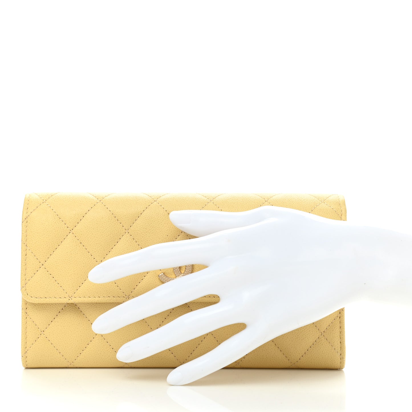 Caviar Quilted CC Flap Wallet Yellow
