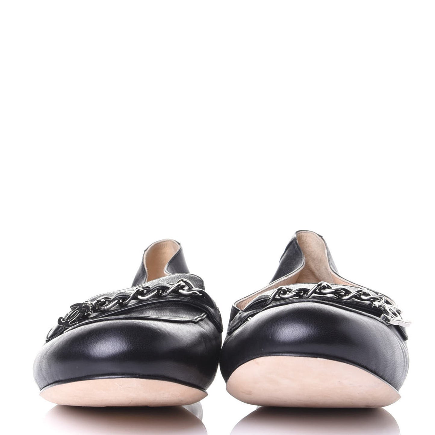 Lambskin CC Chain Mocassin Loafers 39.5 Black