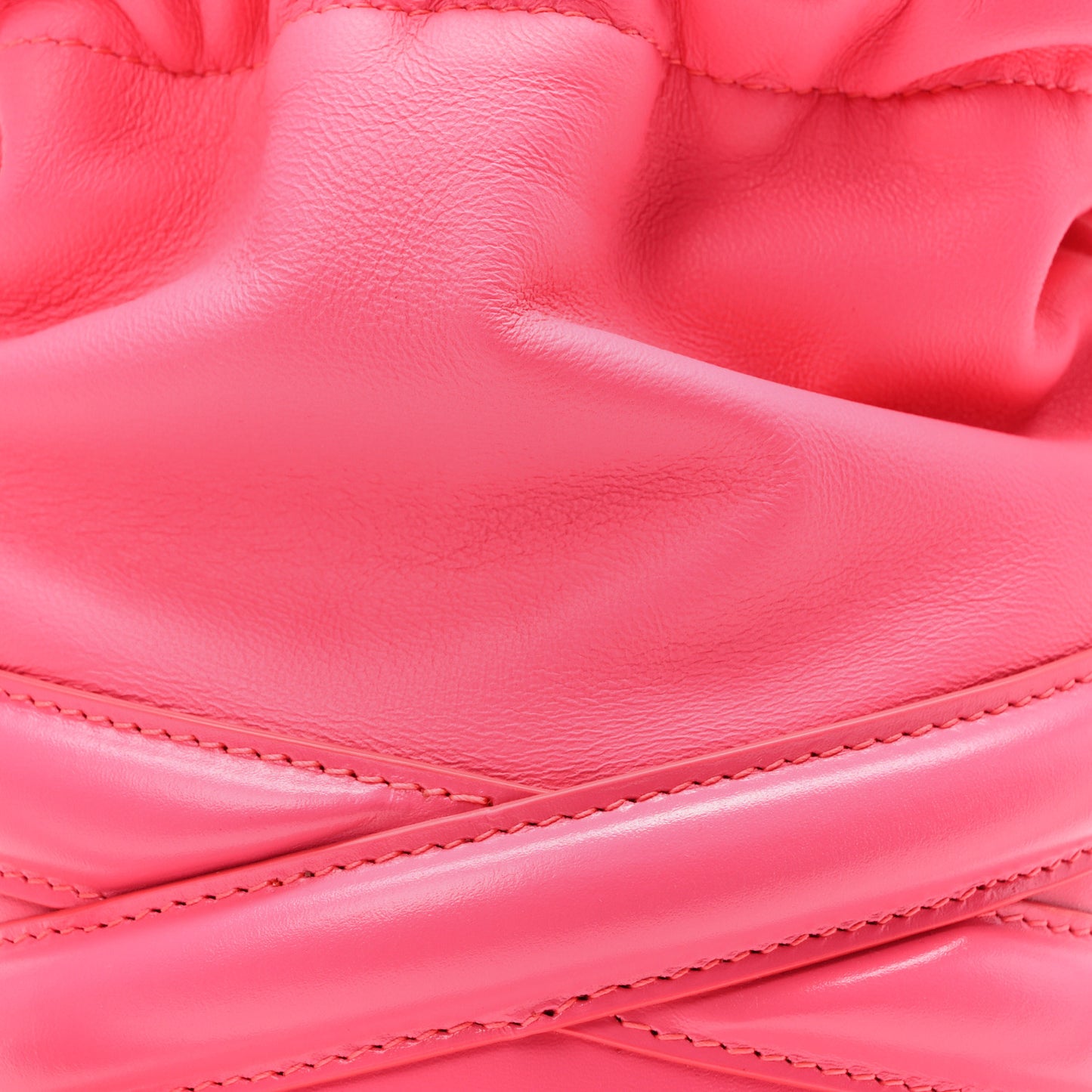 Calfskin The Soft Curve Drawstring Bag Neon Pink