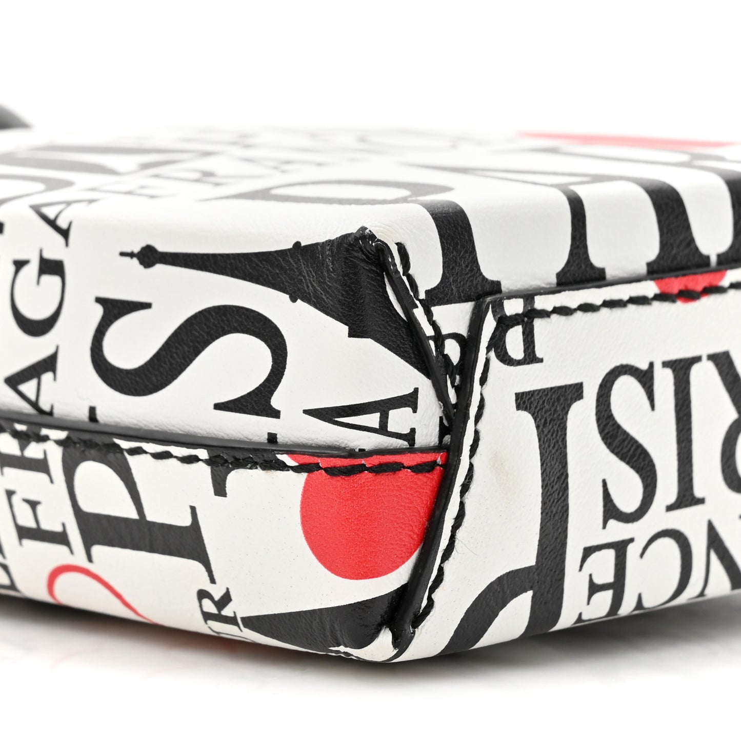 Calfskin Bonjour Paris Print Shopping Phone Holder Bag Paris Bonjour