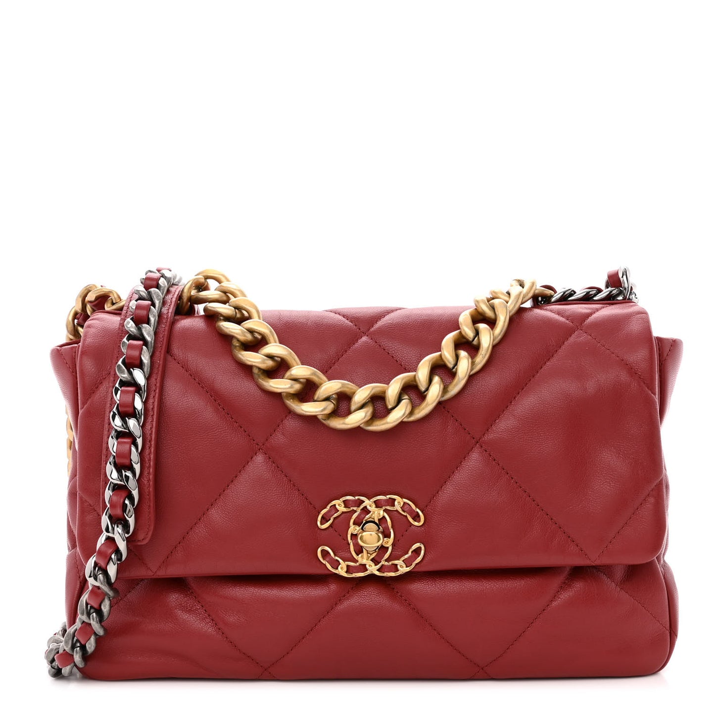 Goatskin Quilted Large Chanel 19 Flap Red