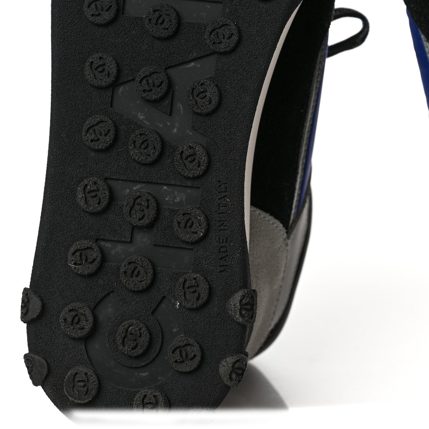Nylon Calfskin CC Sneakers 39 Blue Black Grey