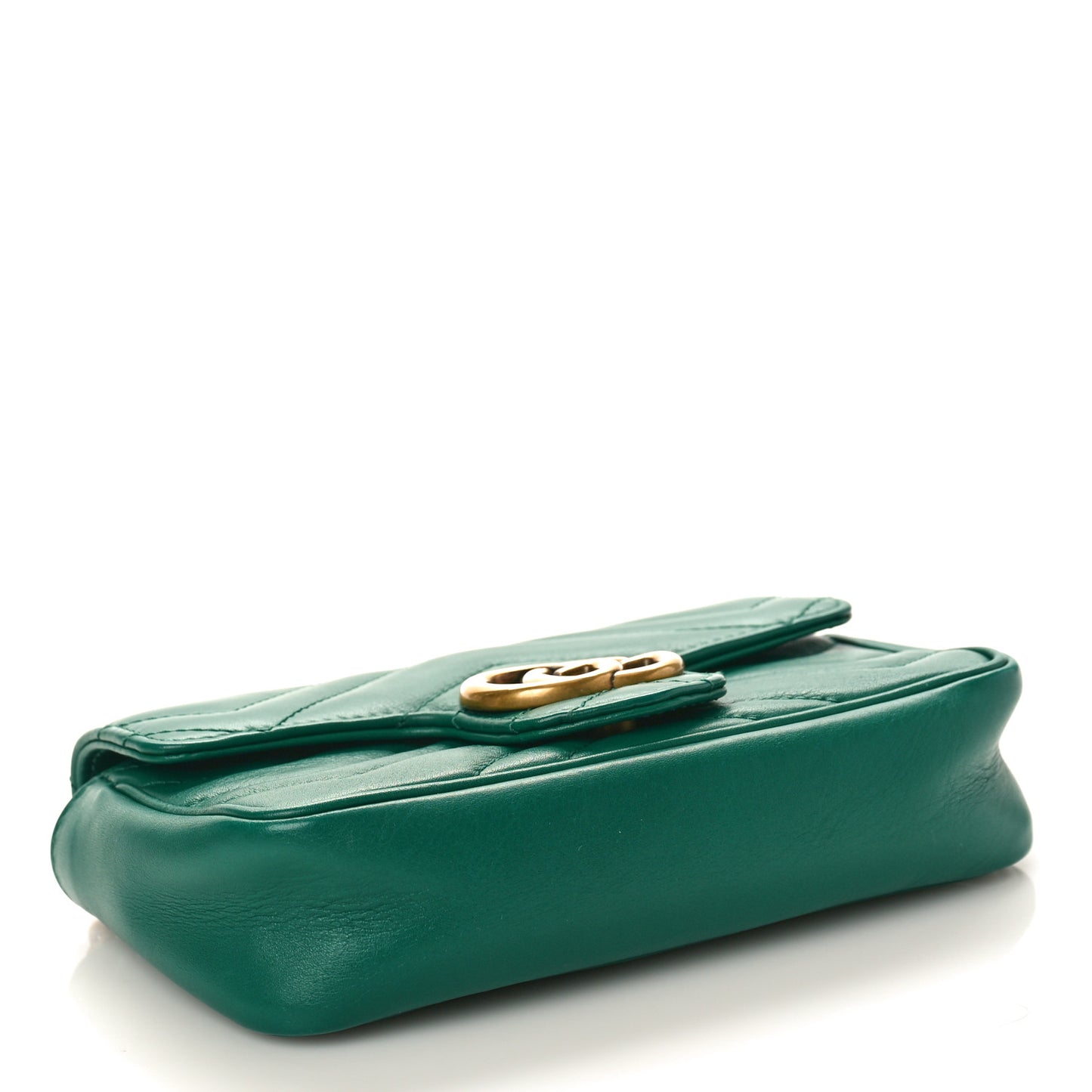 Calfskin Matelasse Super Mini GG Marmont Shoulder Bag Emerald Green