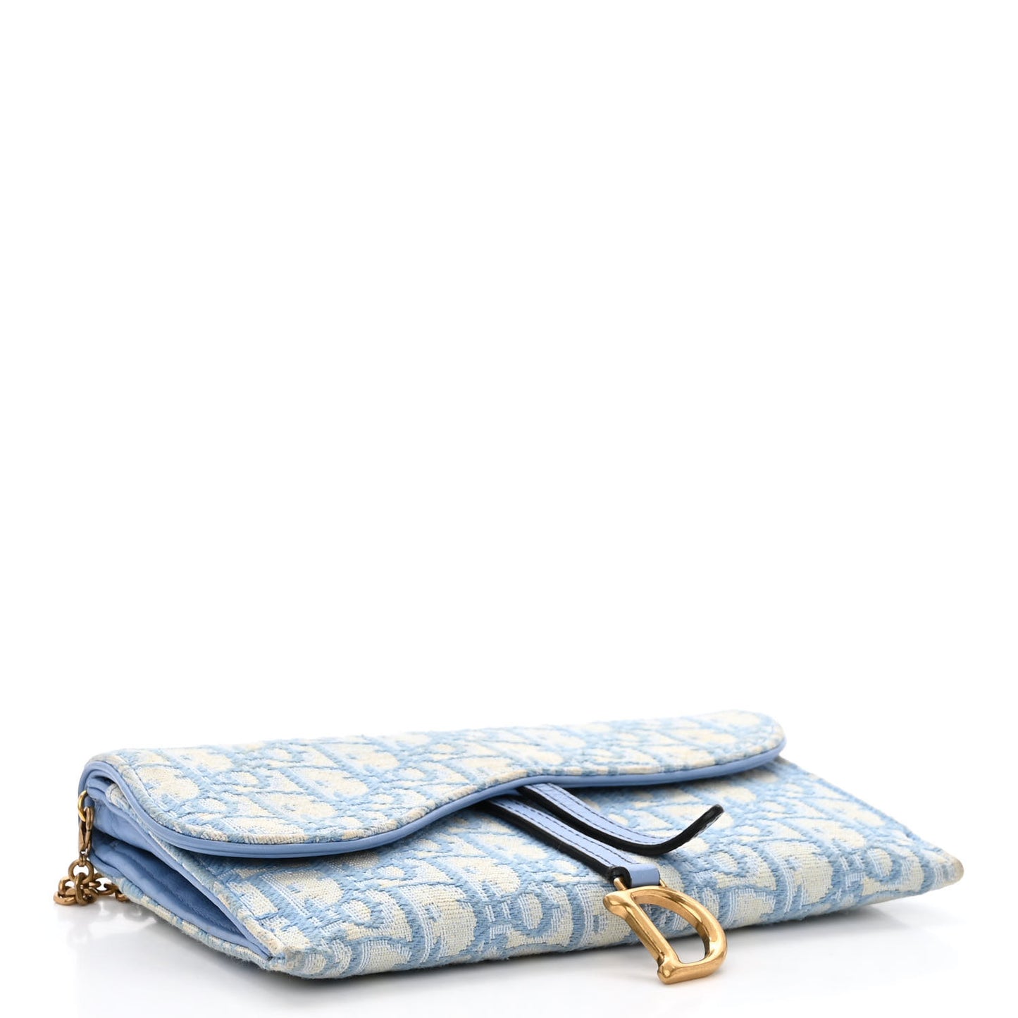 Oblique Saddle Chain Long Wallet Cornflower Blue