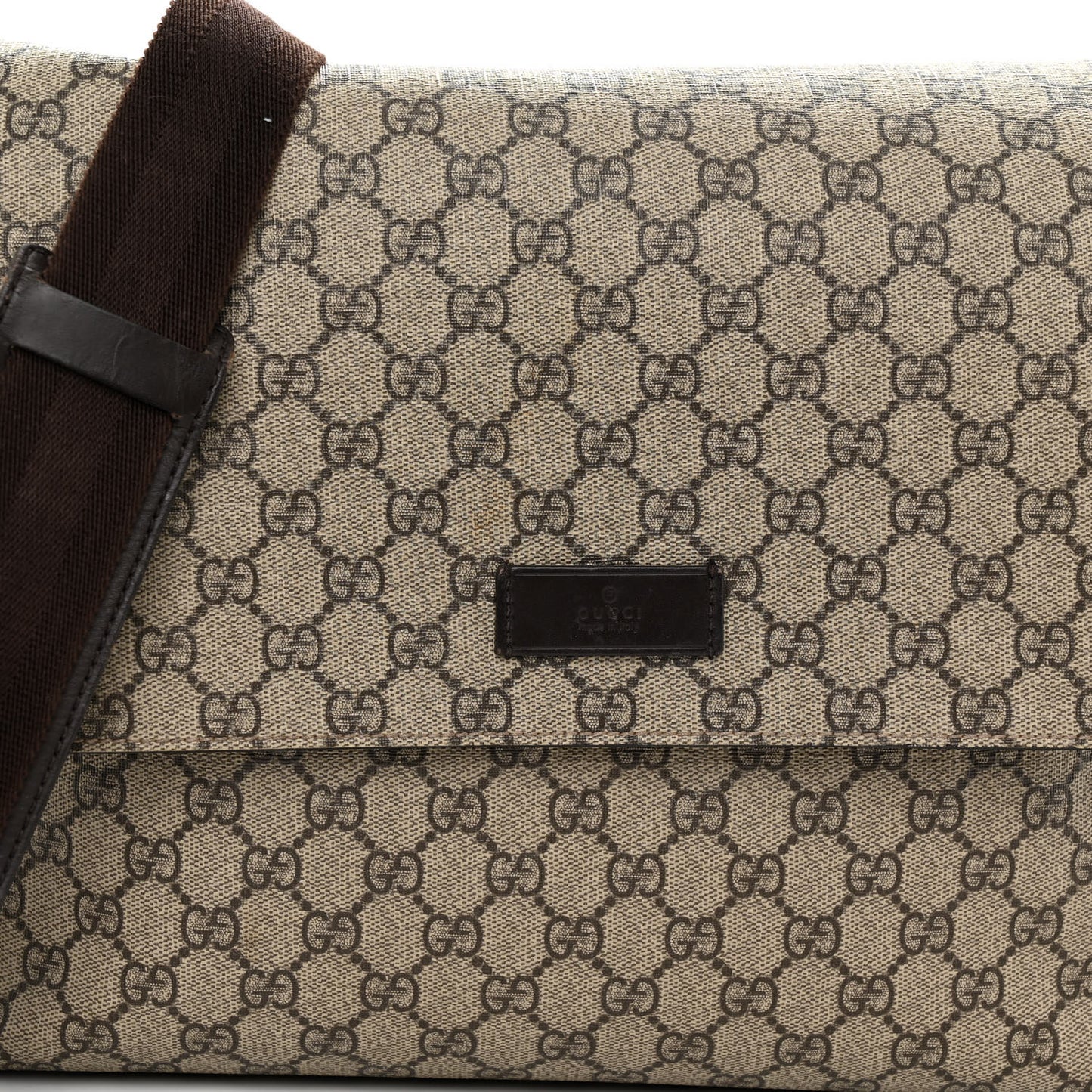 GG Plus Monogram Messenger Diaper Bag Dark Brown