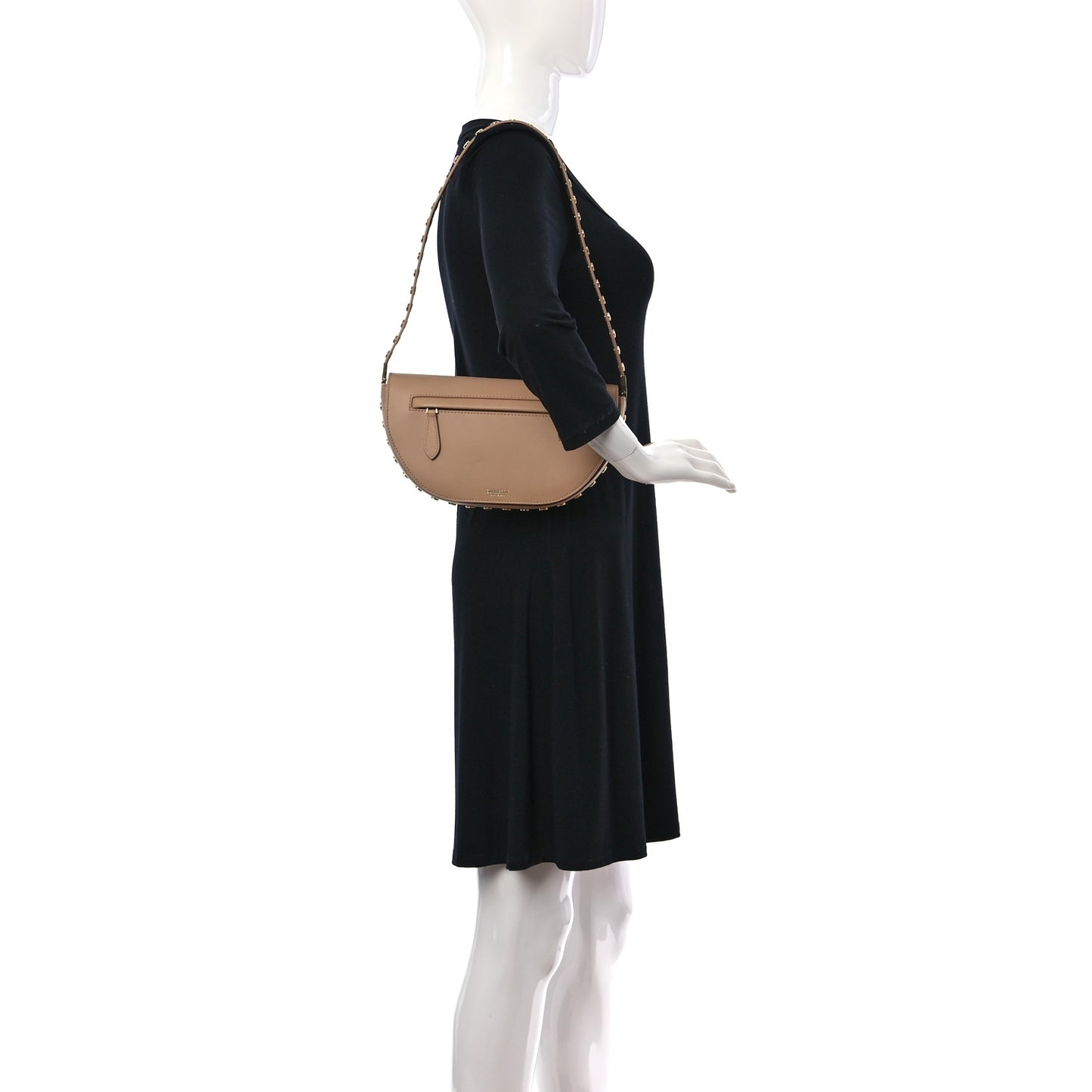 Calfskin Studded Small Olympia Shoulder Bag Cool Beige