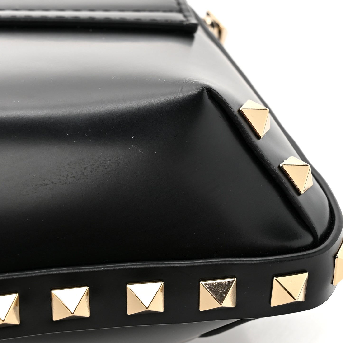 Brushed Calfskin Rockstud Flip Lock Chain Shoulder Bag Black