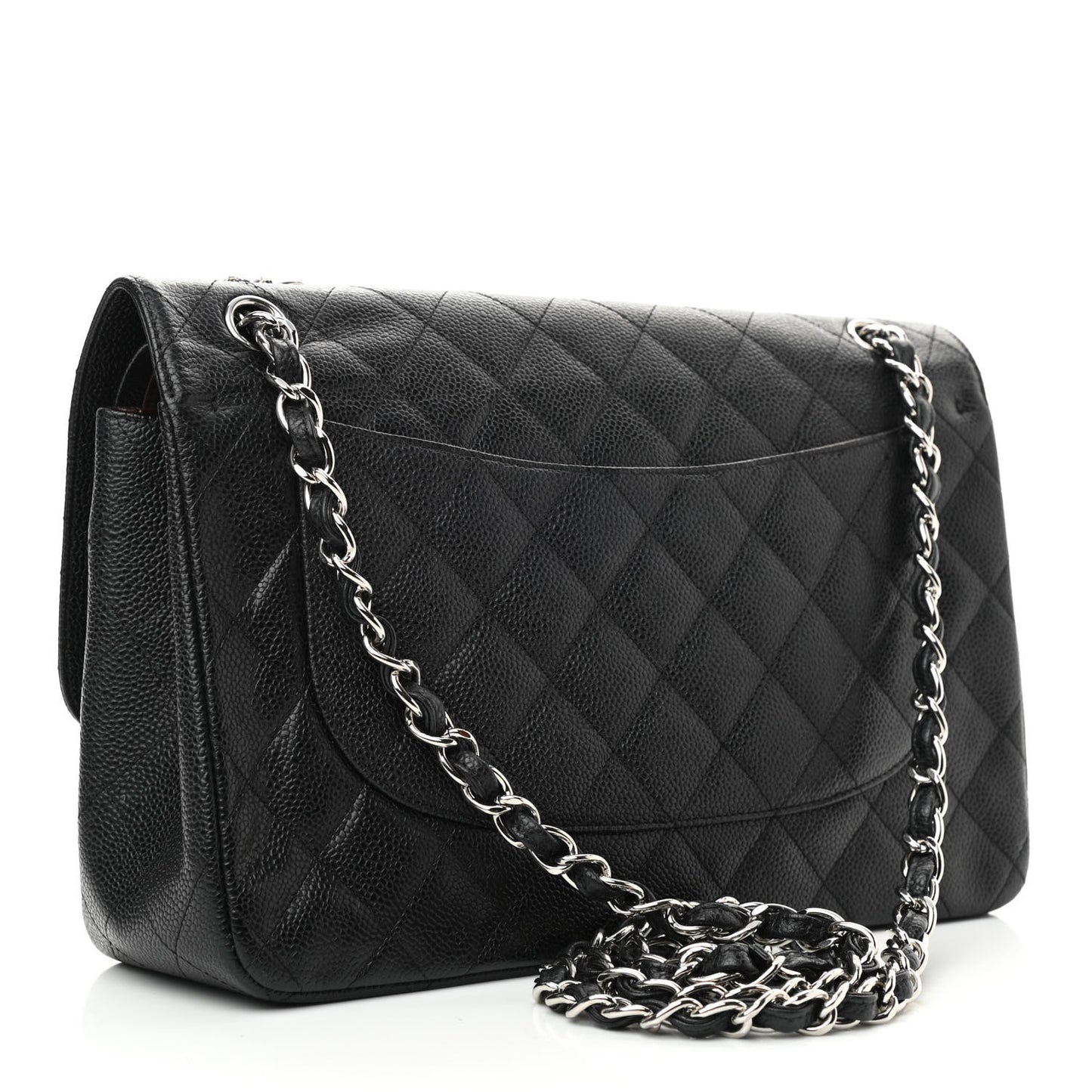 Caviar Quilted Jumbo Double Flap Black