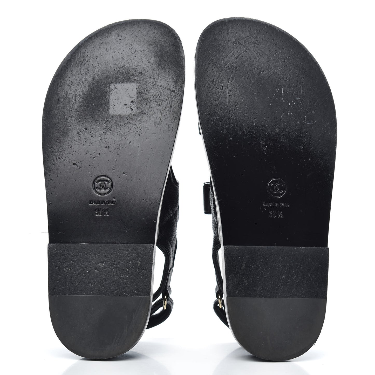Grained Calfskin Velcro Dad Sandals 36.5 Black