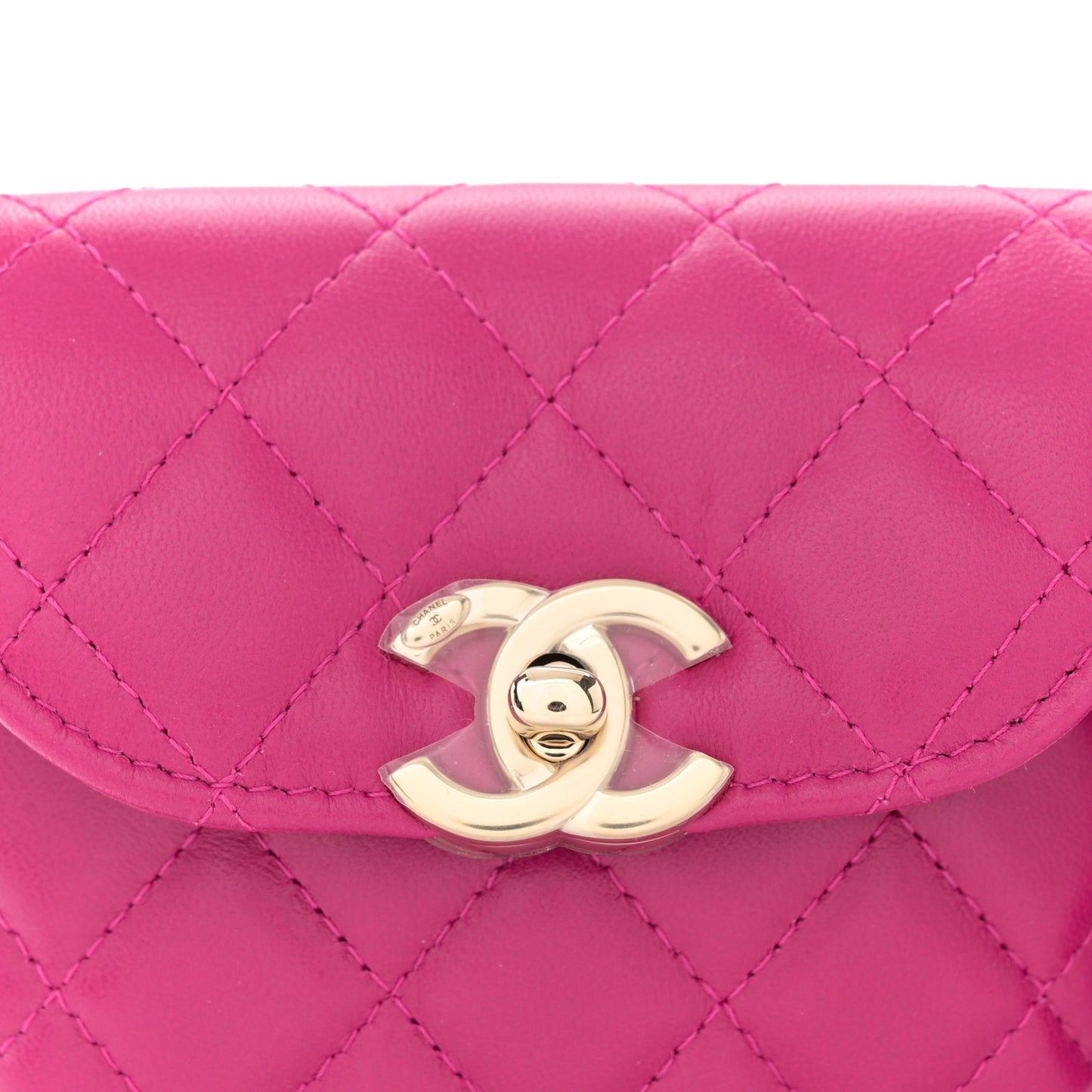 Tweed Lambskin Quilted Waist Bag With Coin Purse Fuchsia