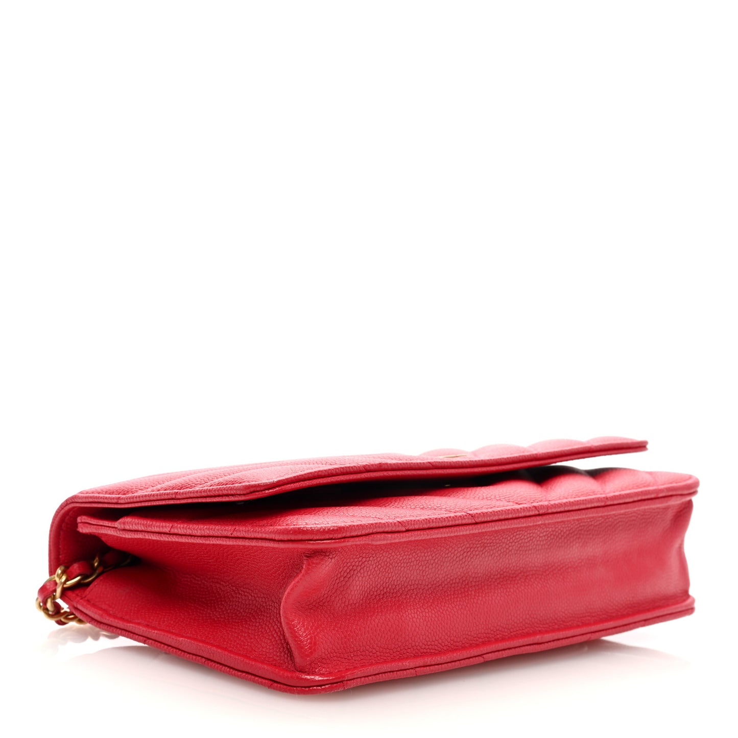 Caviar Chevron Ancient Greek Charms Quilted Wallet On Chain WOC Red