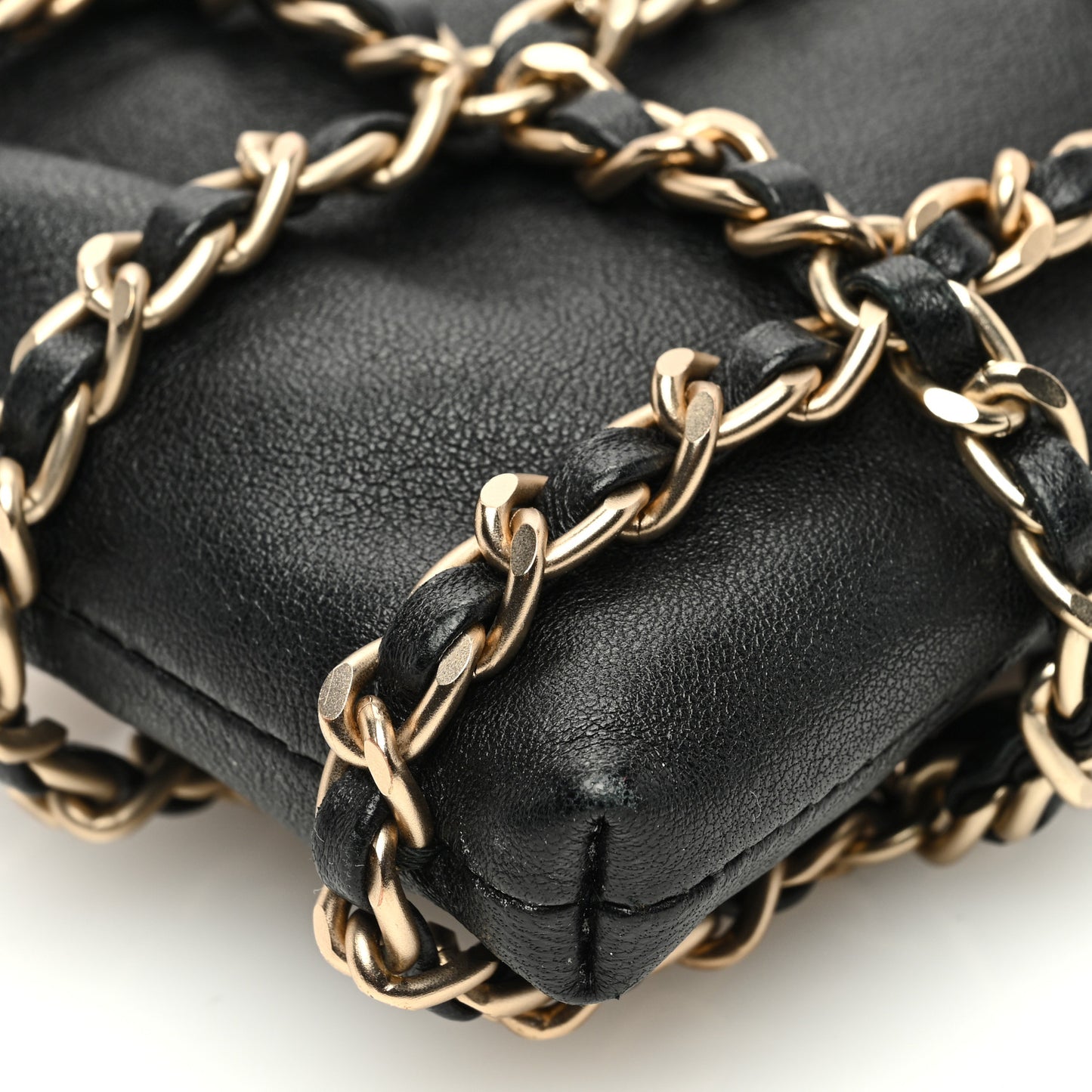 Lambskin Tech Me Out Clutch With Chain Black