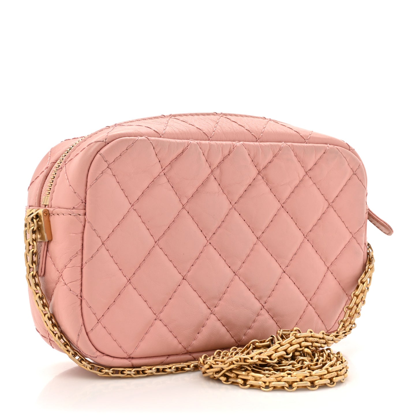 Aged Calfskin Quilted Mini Reissue Camera Case Pink