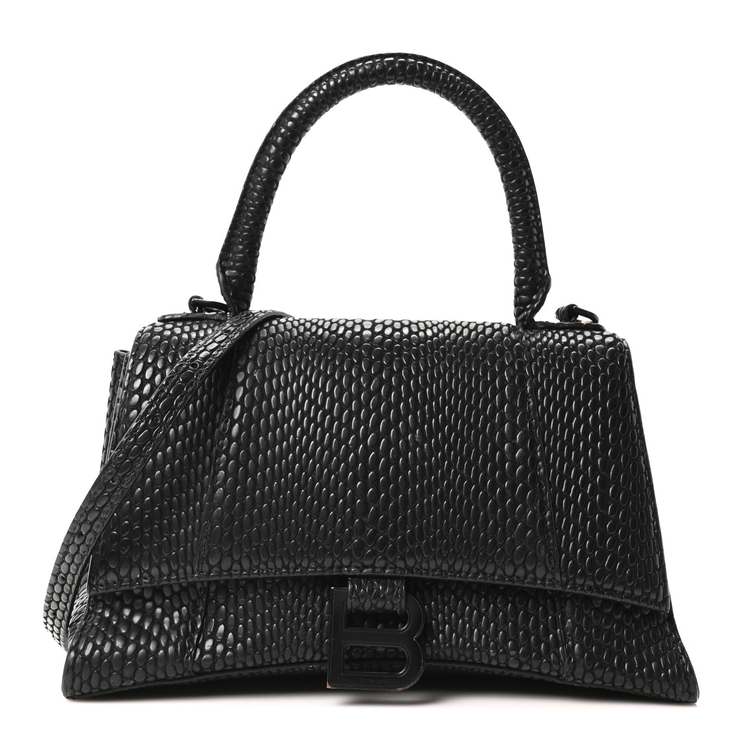 Balenciaga Matte Calfskin Snake Embossed Tonal B Small Hourglass