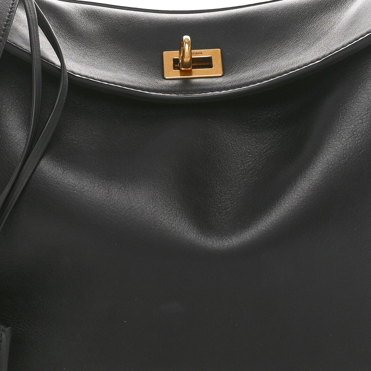 Natural Smooth Calfskin Small Rodeo Top Handle Handbag Black