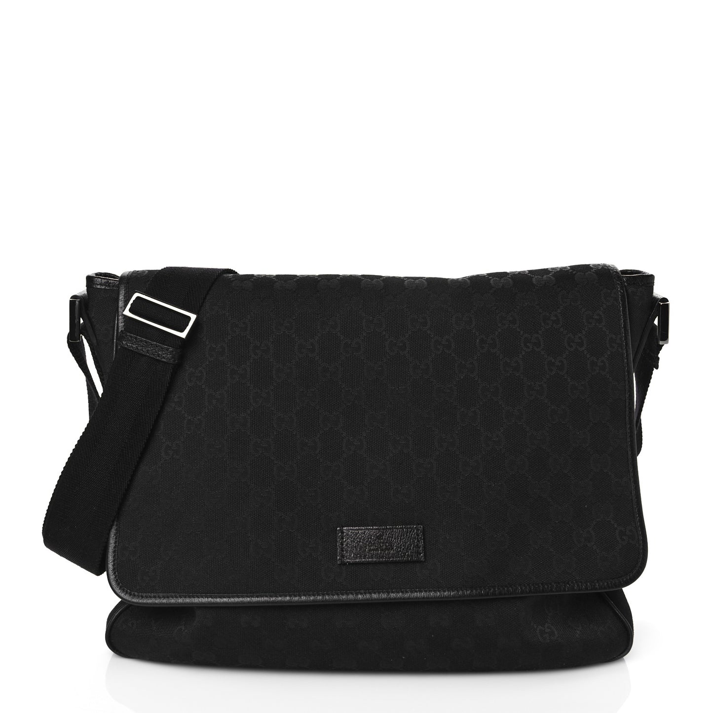 GG Plus Monogram Medium Flap Messenger Bag Black