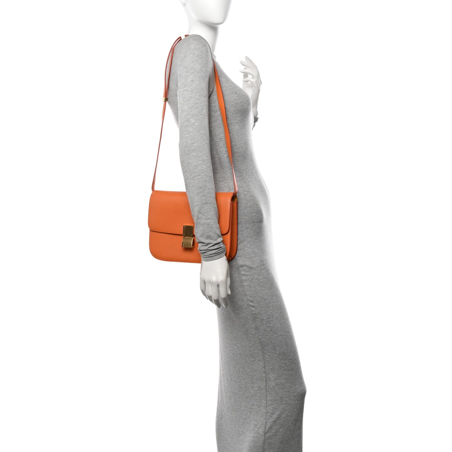 Goatskin Medium Classic Box Flap Bag Orange