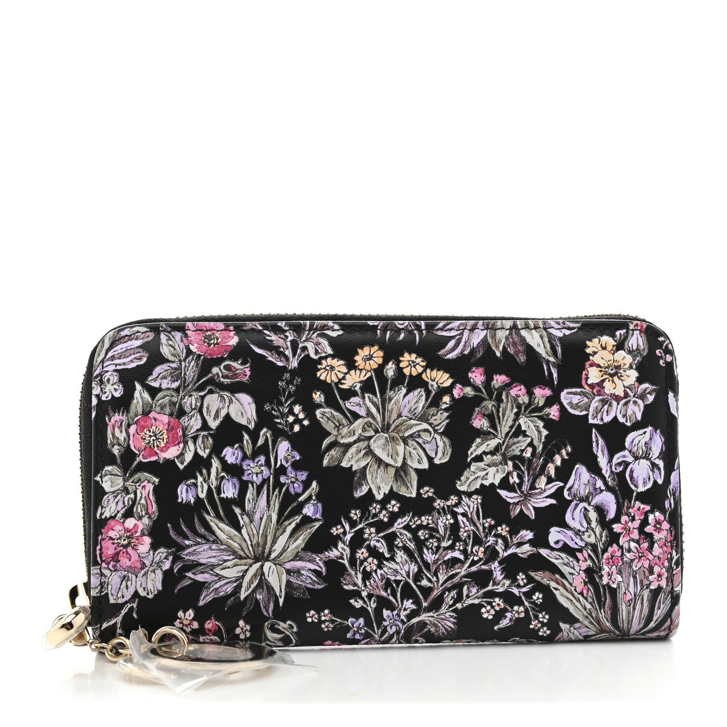 Christian Dior Calfskin Millefiori Printed Lady Dior Zip Wallet