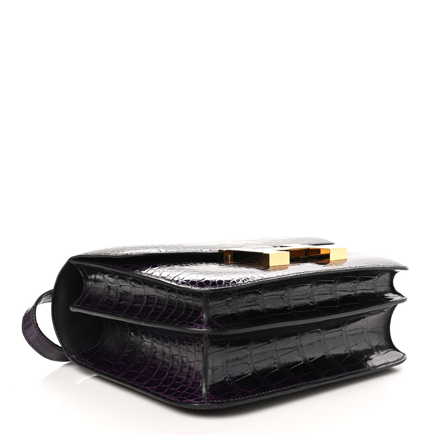 Shiny Alligator Constance 24 Aubergine