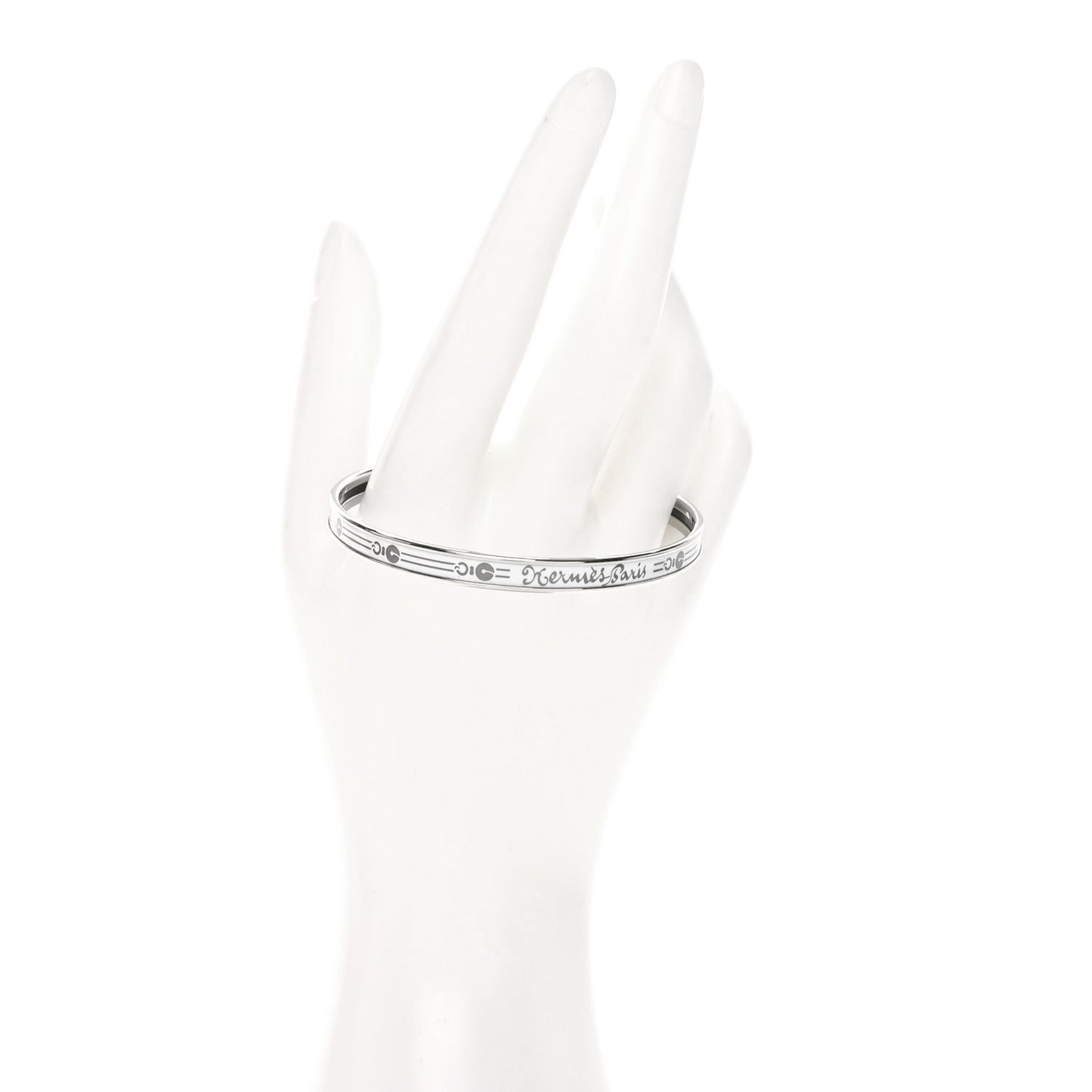 Enamel Printed Fantaisie d'Etriers Extra Narrow Bracelet White